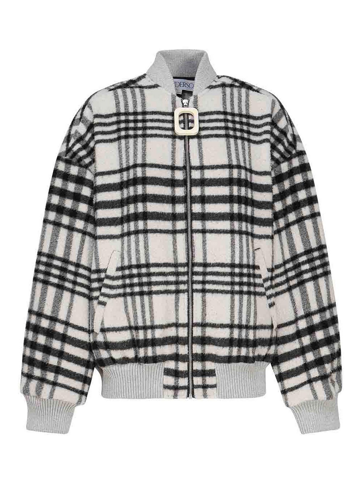 Jw Anderson Check Bomber Jacket In Black