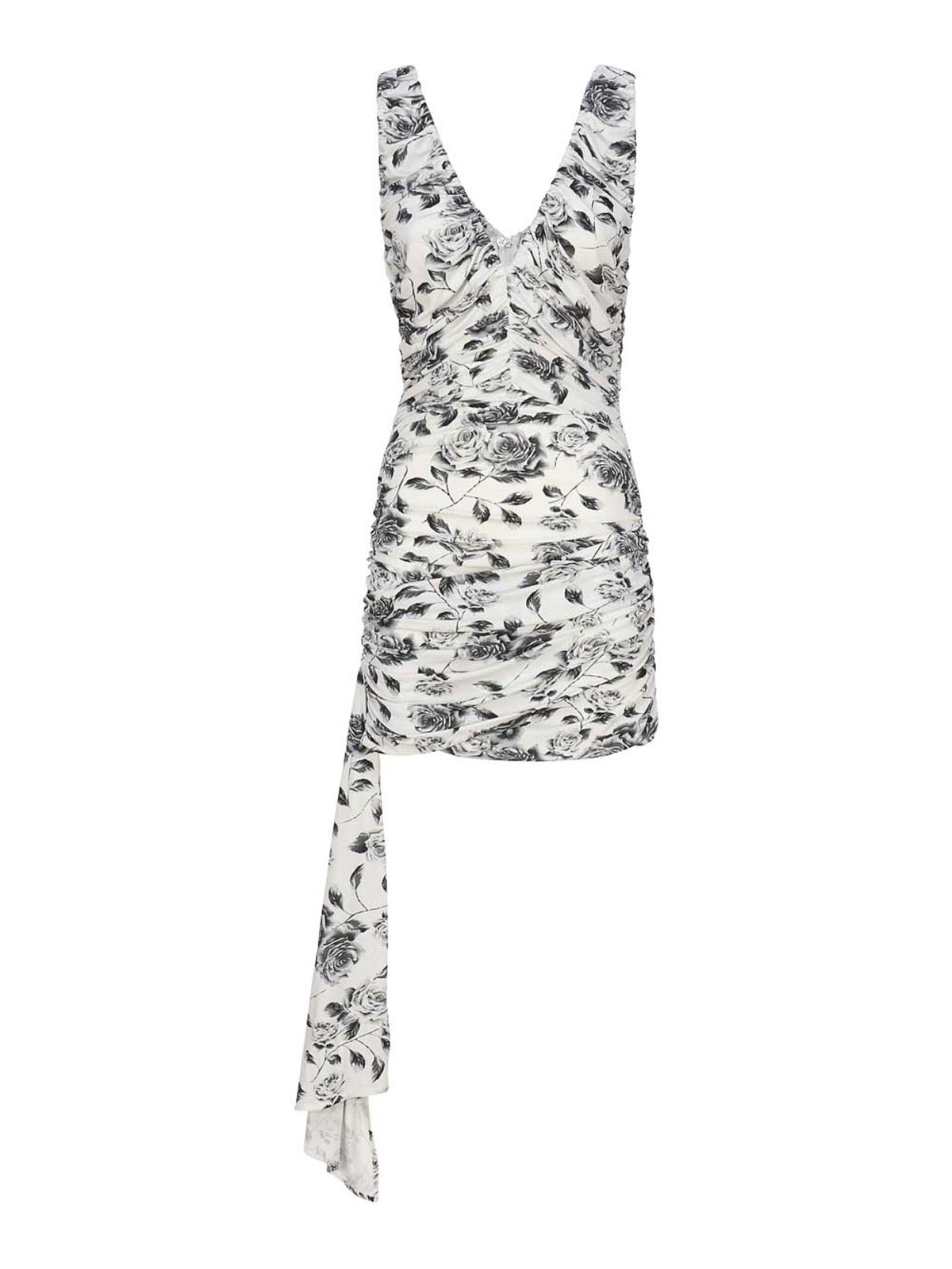 Shop Magda Butrym Sleeveless Jersey Minidress With Sash In White