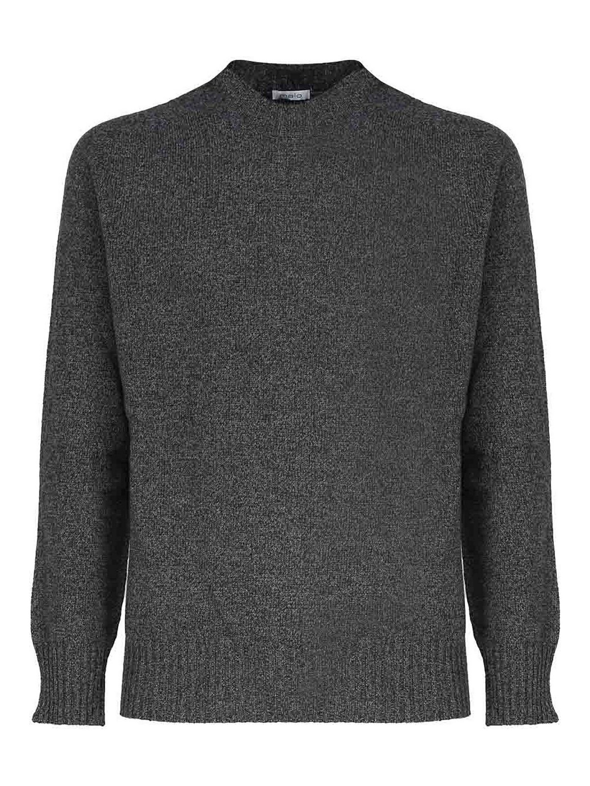Malo Crew-neck Sweater In Mouliné Cashmere In Grey