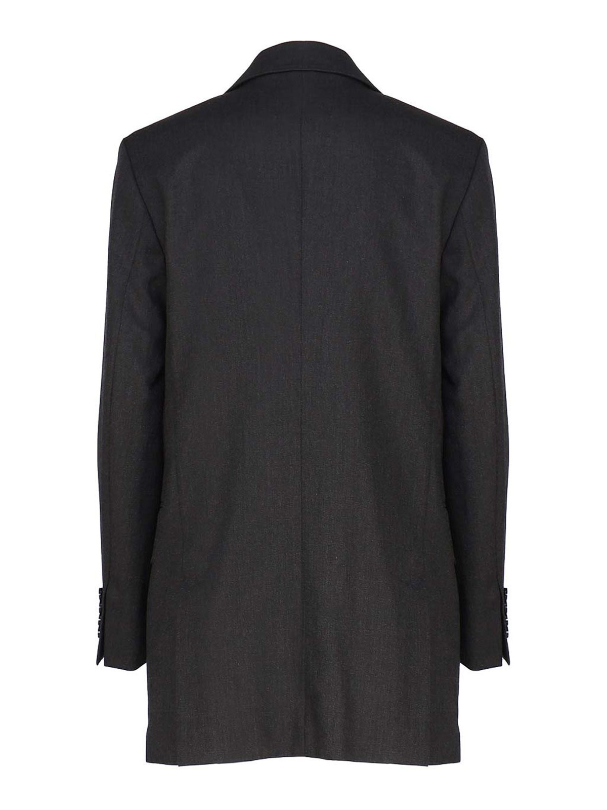 Shop Max Mara Double Breasted Blazer In Wool Blend In Dark Grey