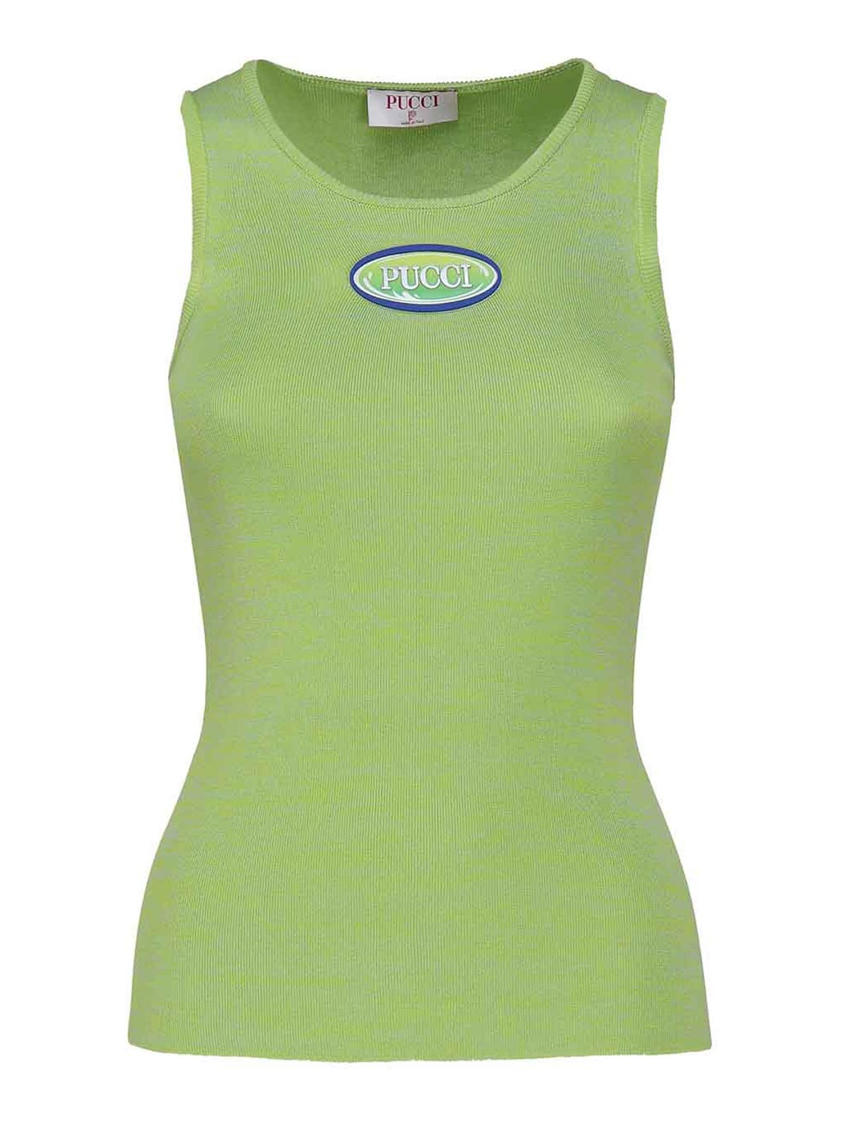 Emilio Pucci Tank Top With Logo In Green