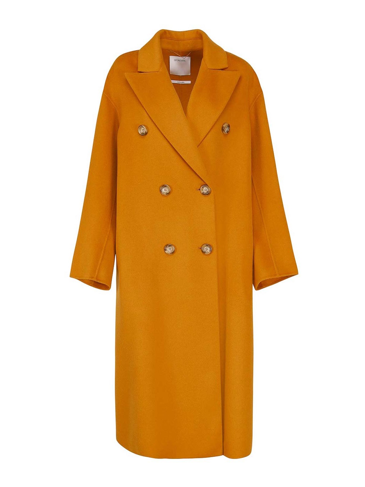 Sportmax Double-breasted Coat In Cashmere Blend In Orange