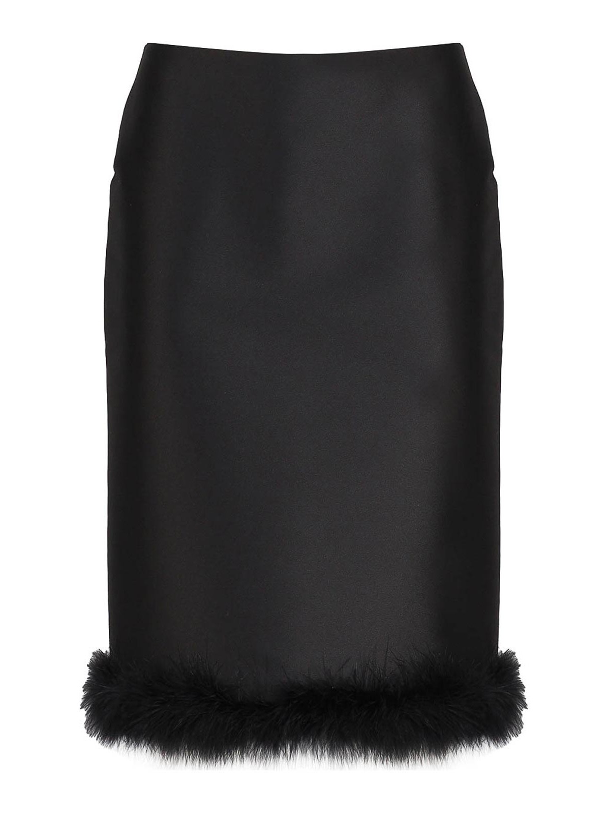 Shop Sportmax Midi Skirt With Feather Bottom In Black