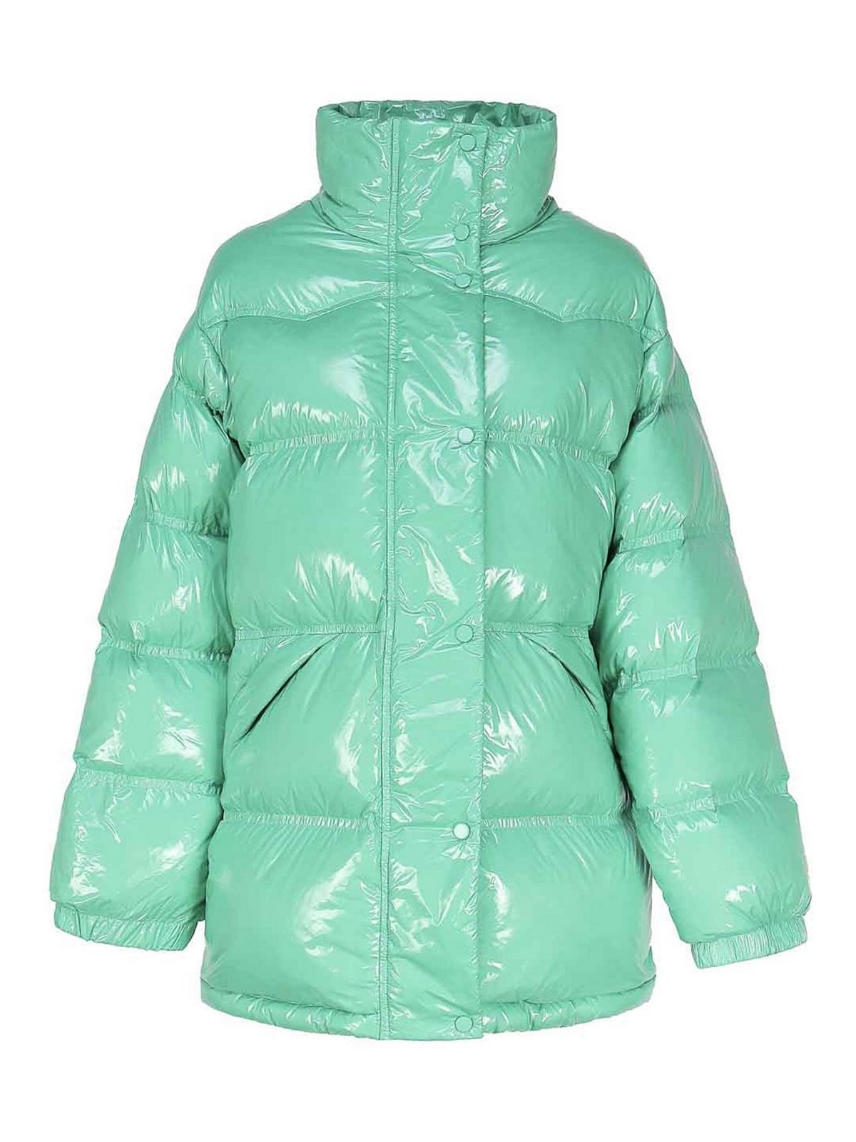 Stand Studio Shiny Effect Down Jacket In Green