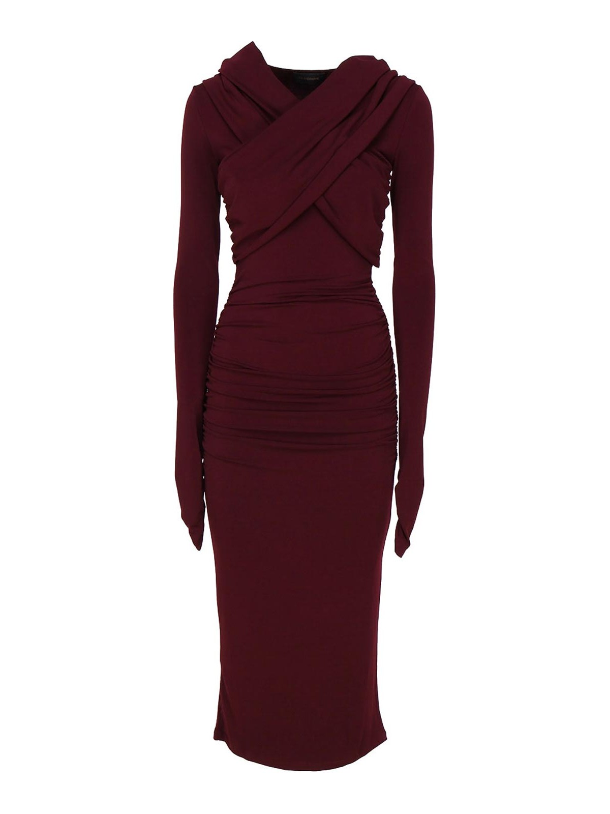 Shop The Andamane Fitted Dress With Hood In Dark Red