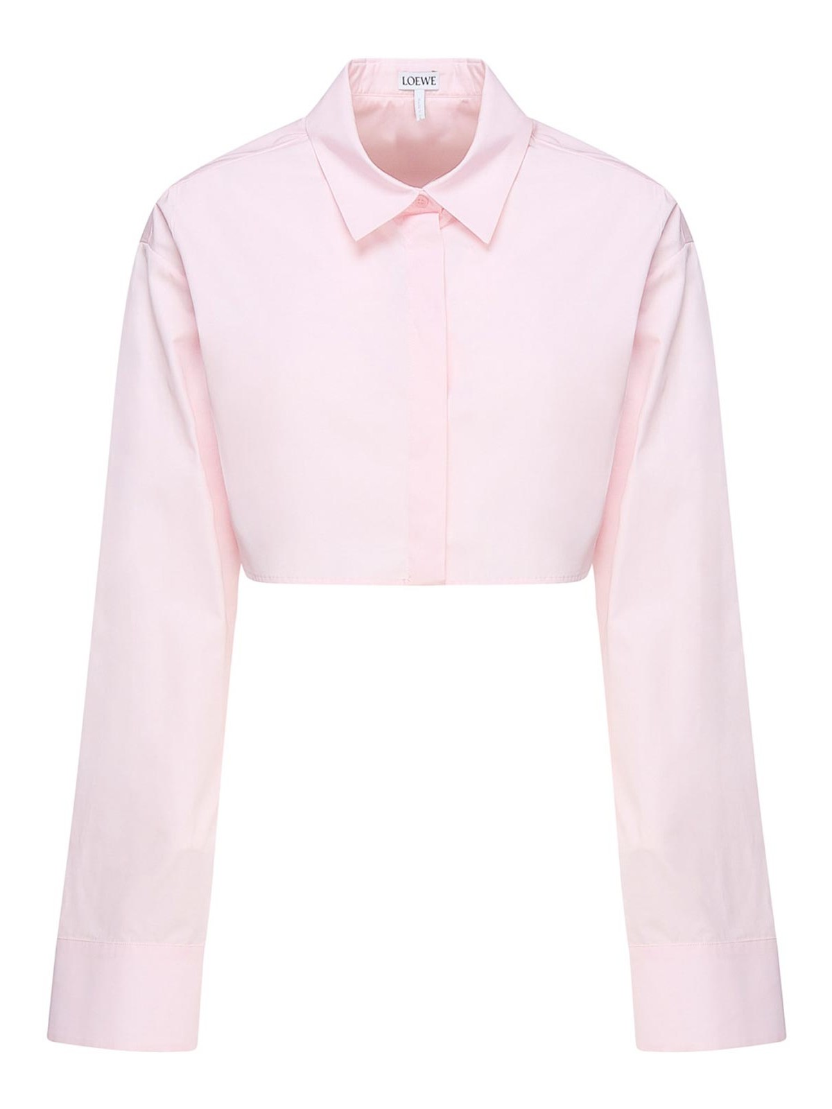 Shop Loewe Cropped Cotton Shirt In Nude & Neutrals
