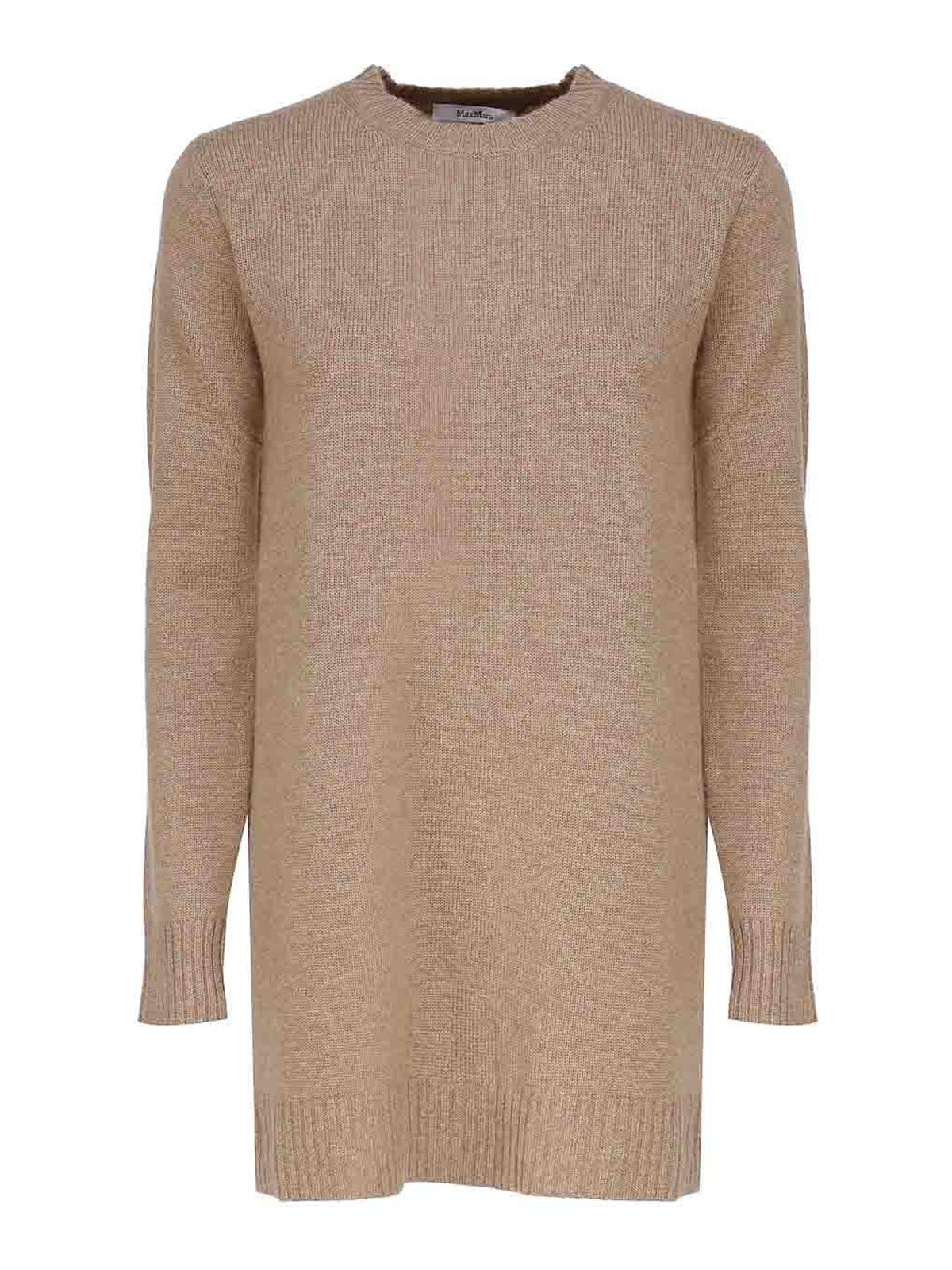 Shop Max Mara Long Cashmere Sweater In Brown