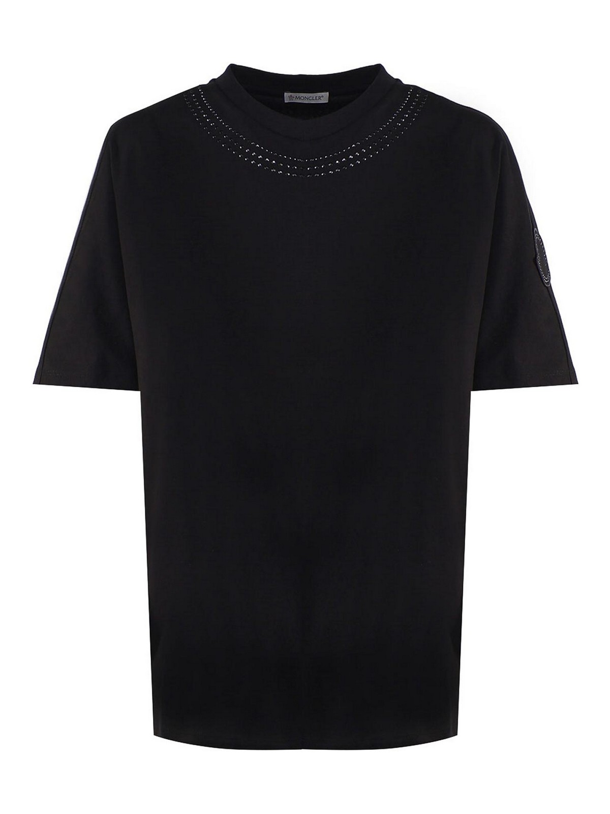 Moncler T-shirt With Crystals In Black