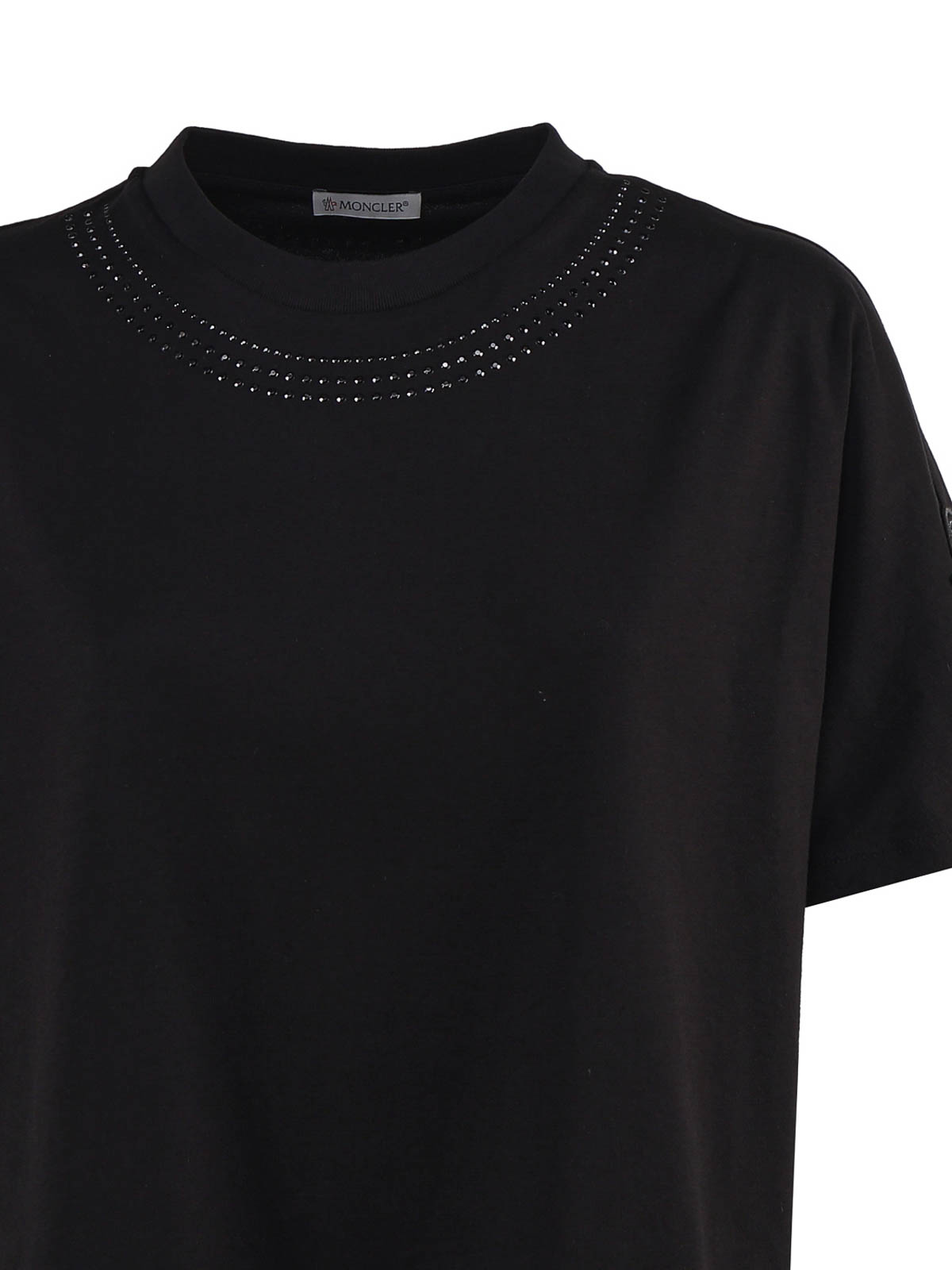 Shop Moncler T-shirt With Crystals In Black