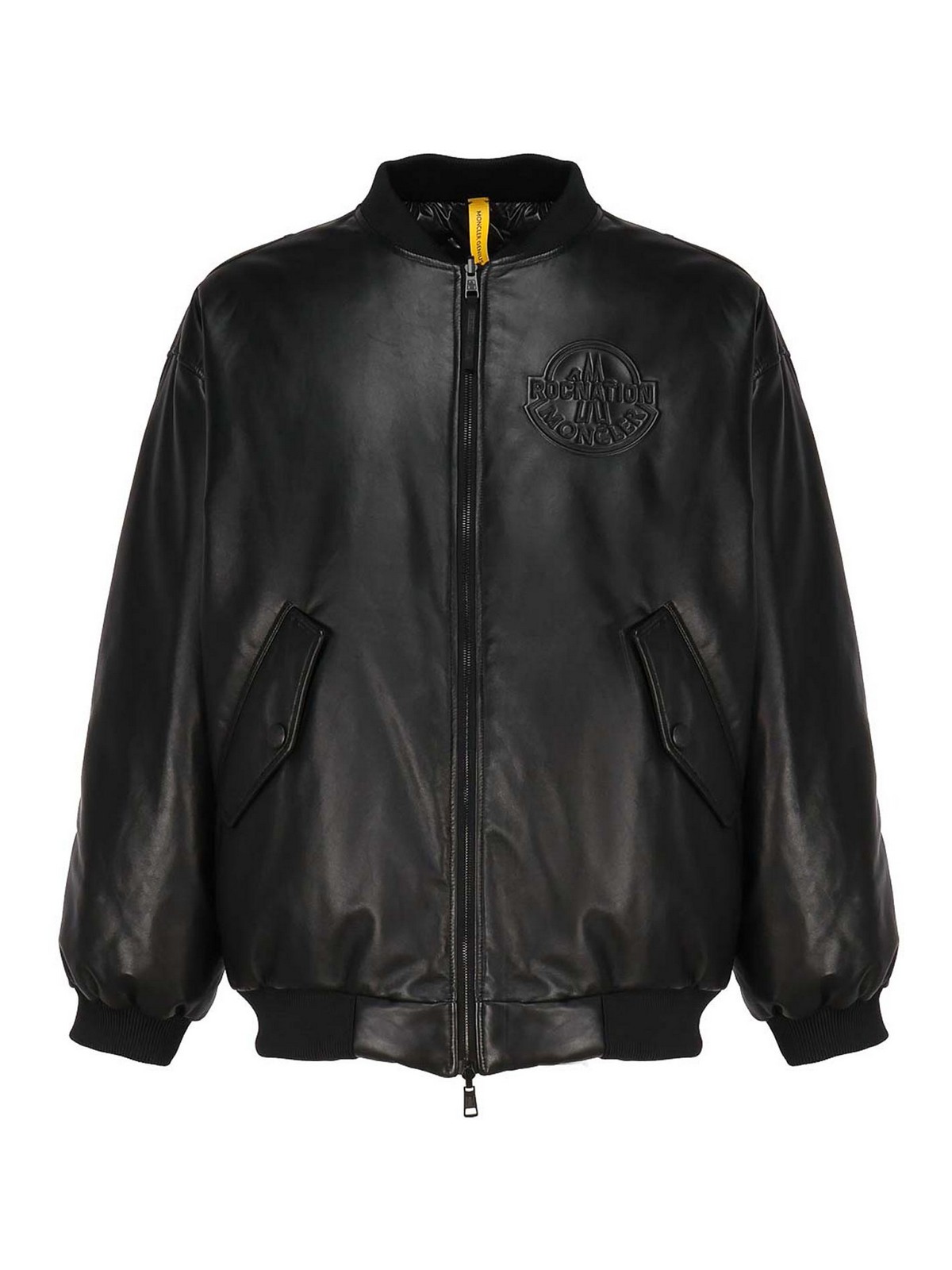Moncler Reversible Leather Jacket In Black