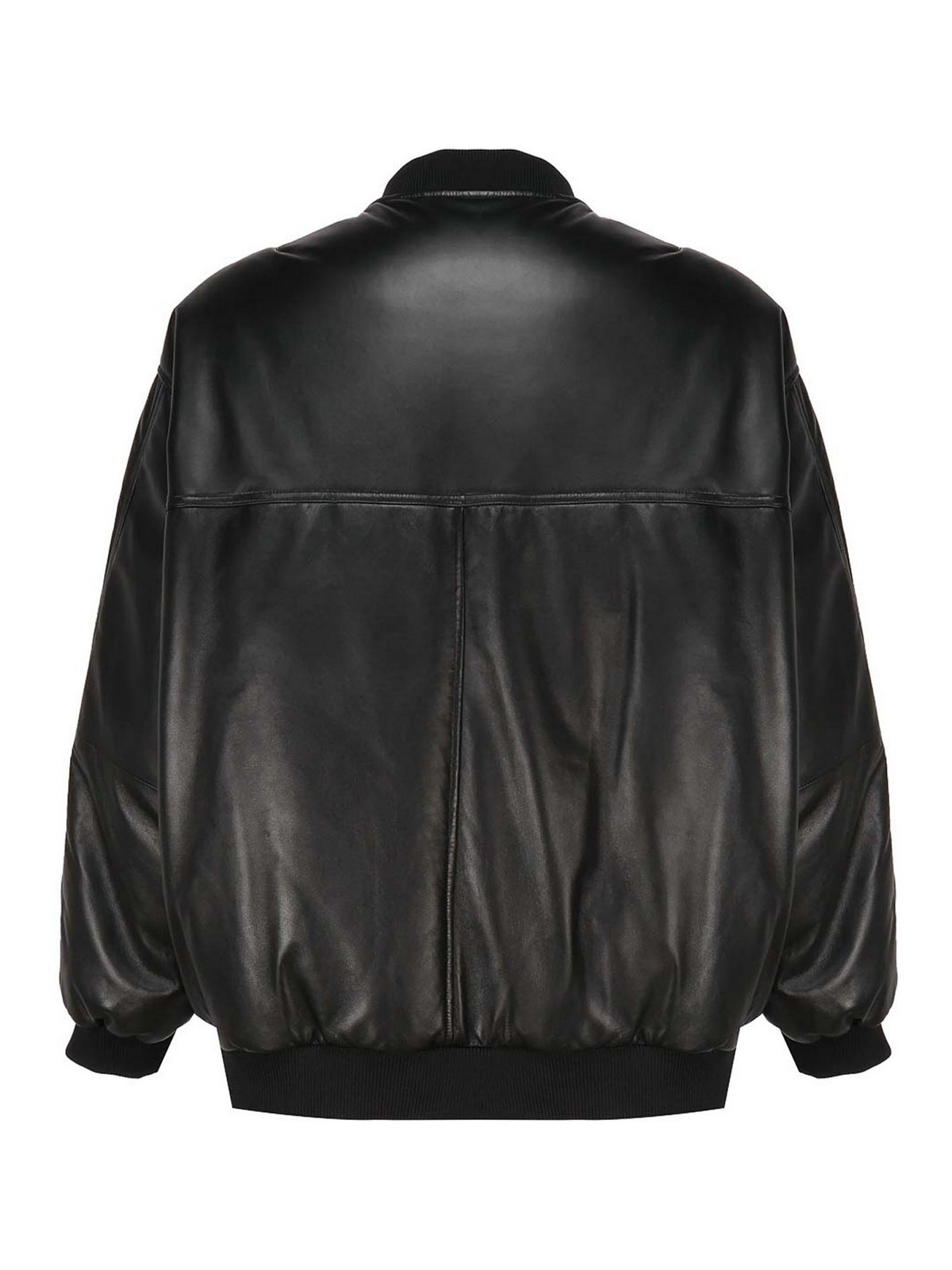 Shop Moncler Reversible Leather Jacket In Black