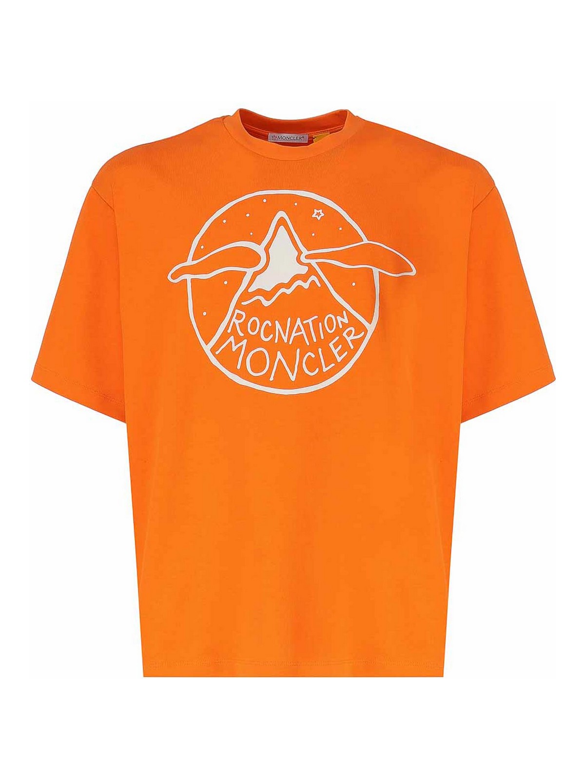 Moncler T-shirt With Logo Pattern In Orange