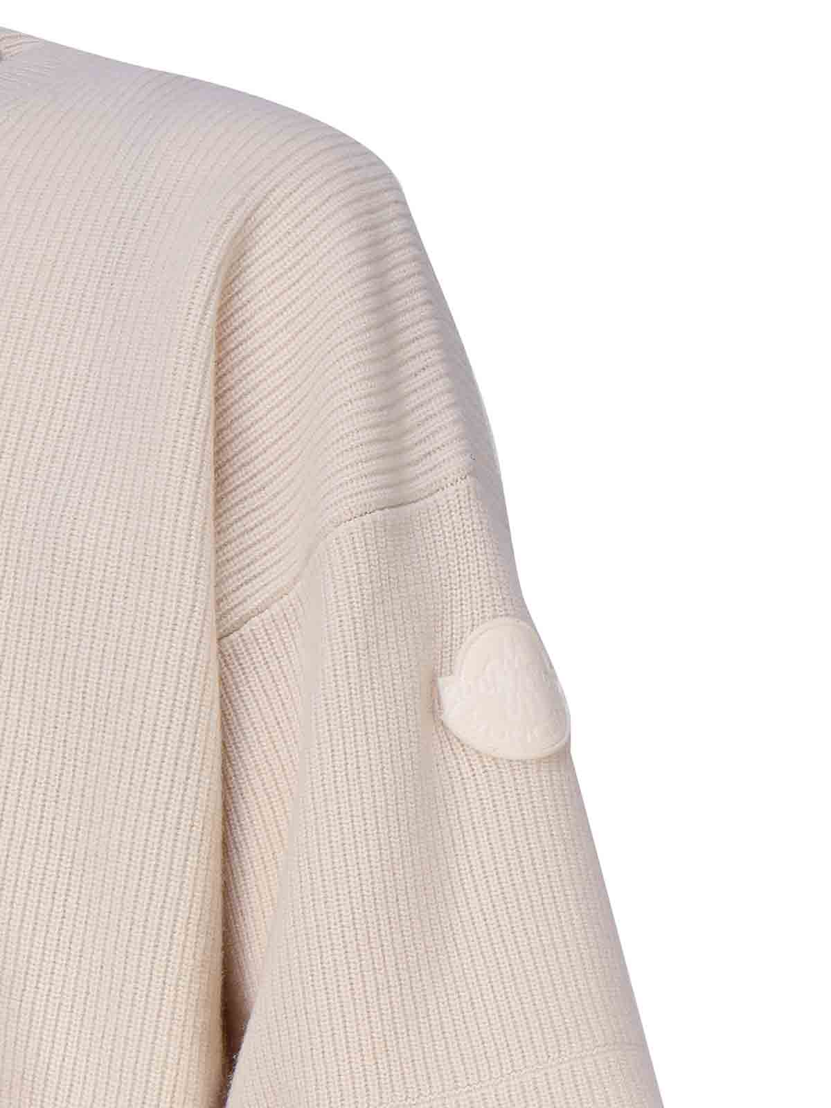 Shop Moncler Wool Sweater In White