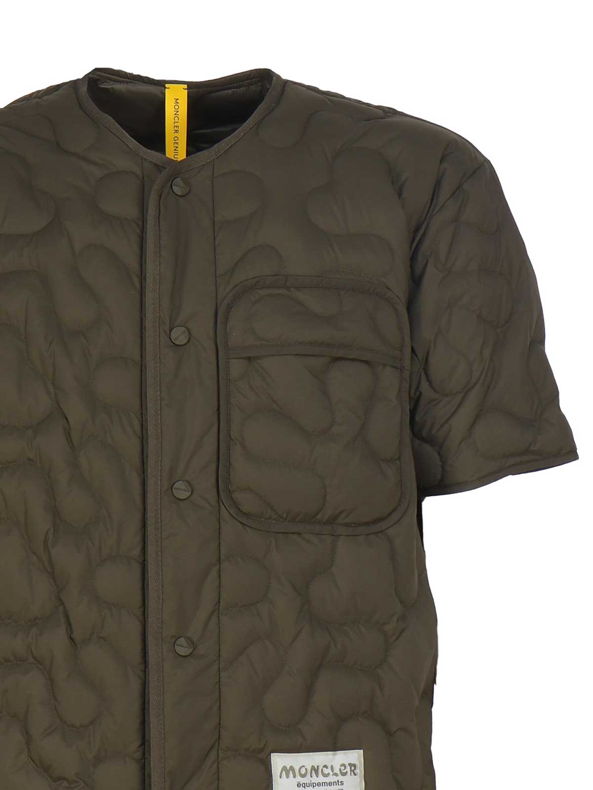 Shop Moncler Padded Shirt In Green