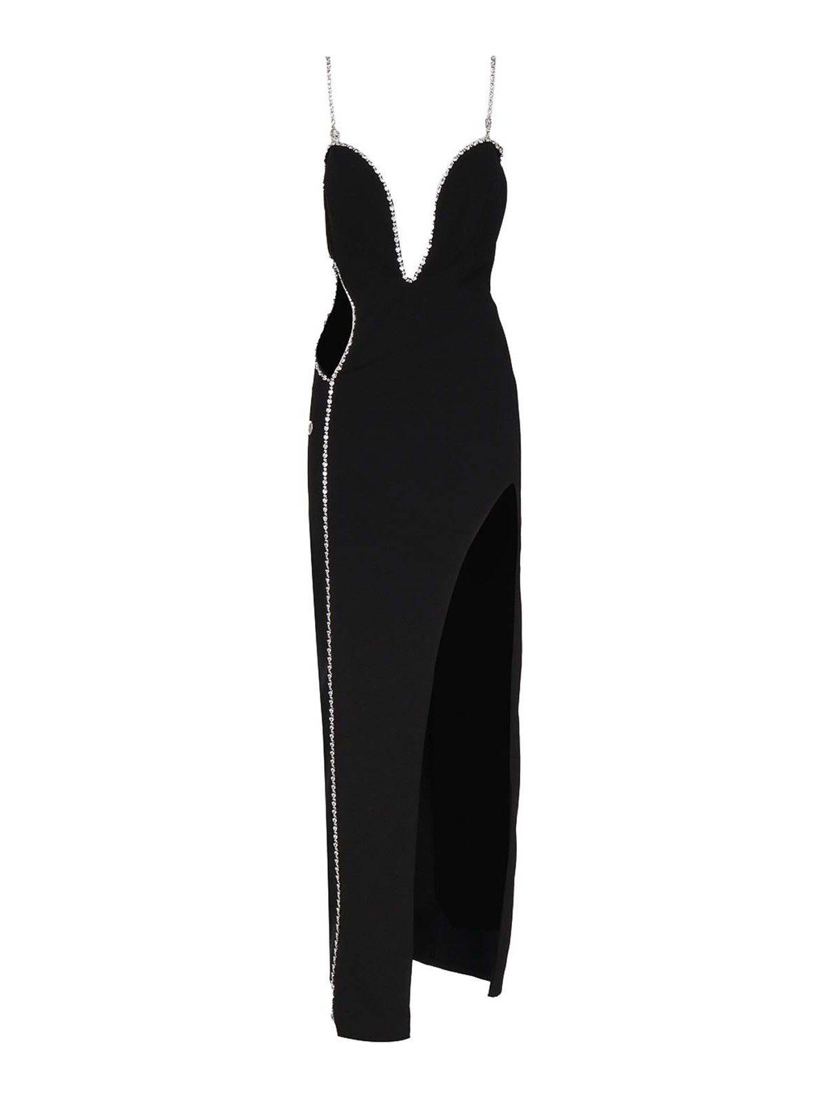 Shop Philipp Plein Long Dress With Straps In Black
