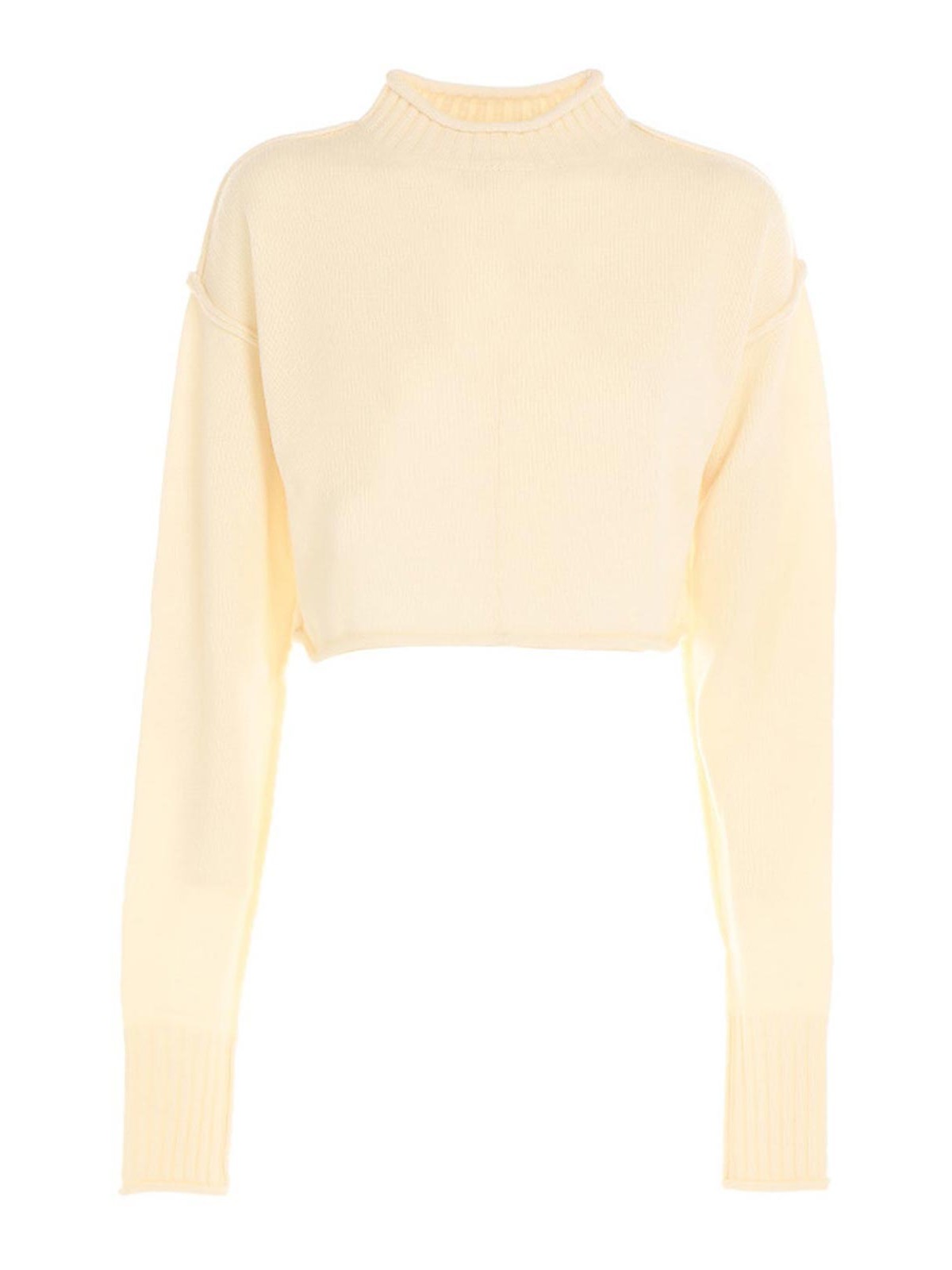 Sportmax Crop Sweater With Extra Long Sleeves In Cream