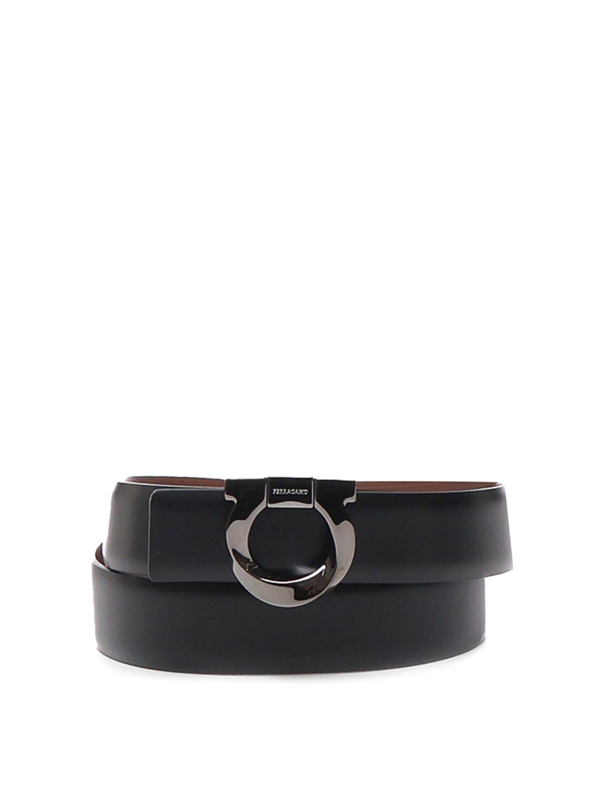 Shop Ferragamo Reversible Gancini Belt In Black
