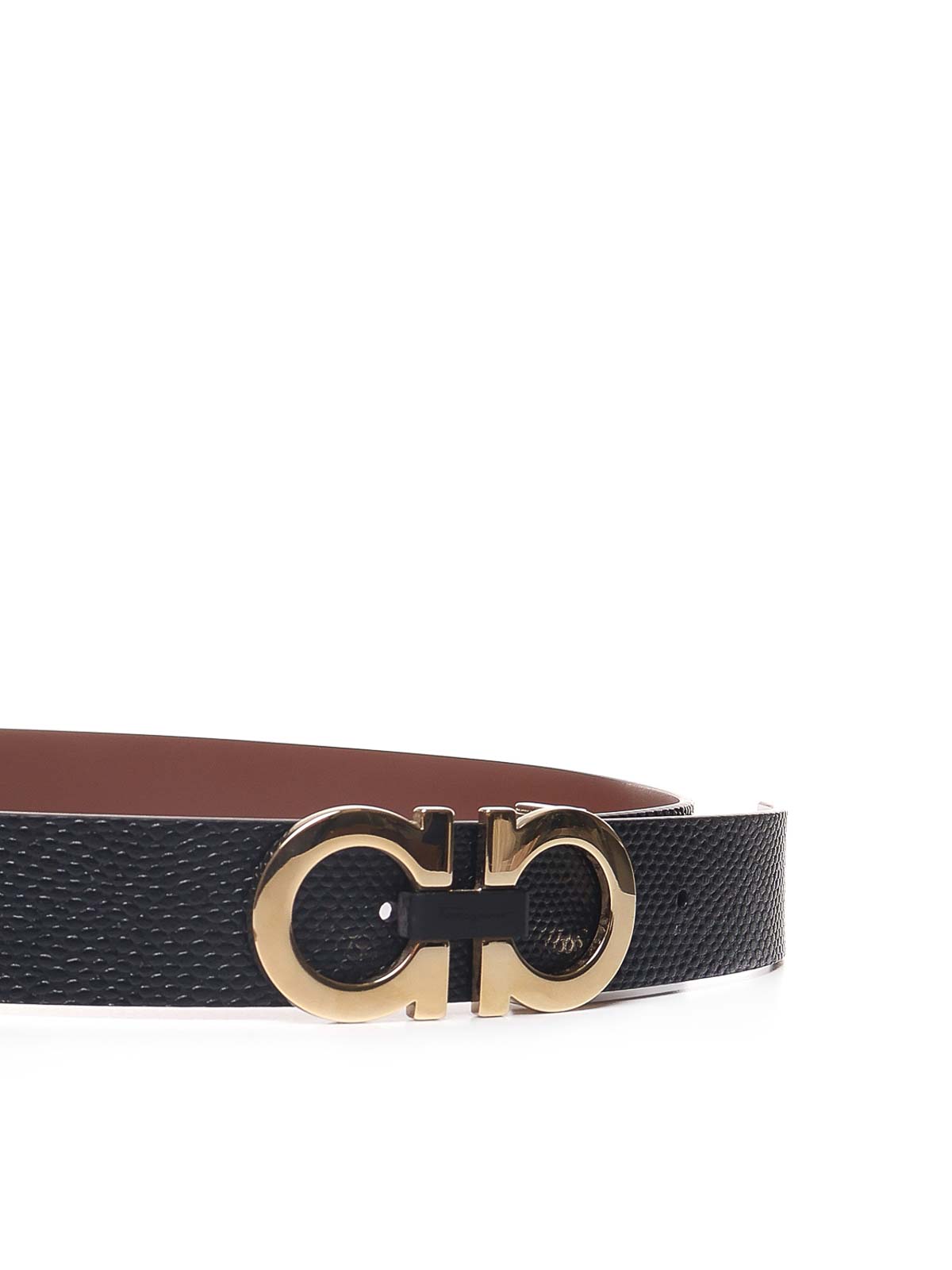 Shop Ferragamo Double-sided Leather Belt In Black