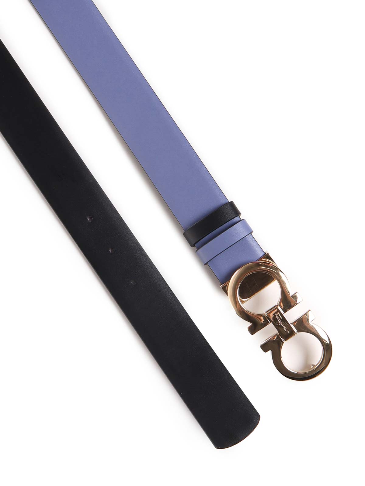 Shop Ferragamo Leather Belt With Metal Gancio Buckle In Purple