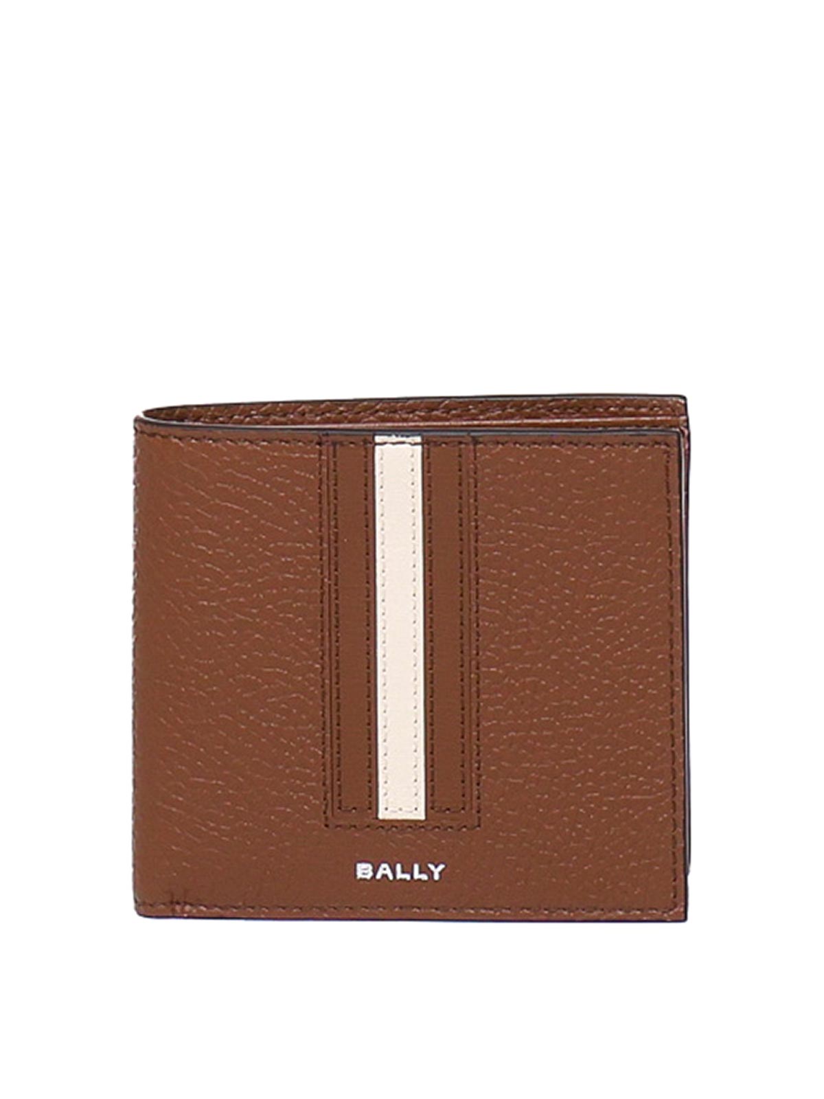 Shop Bally Wallet In Calfskin In Beige