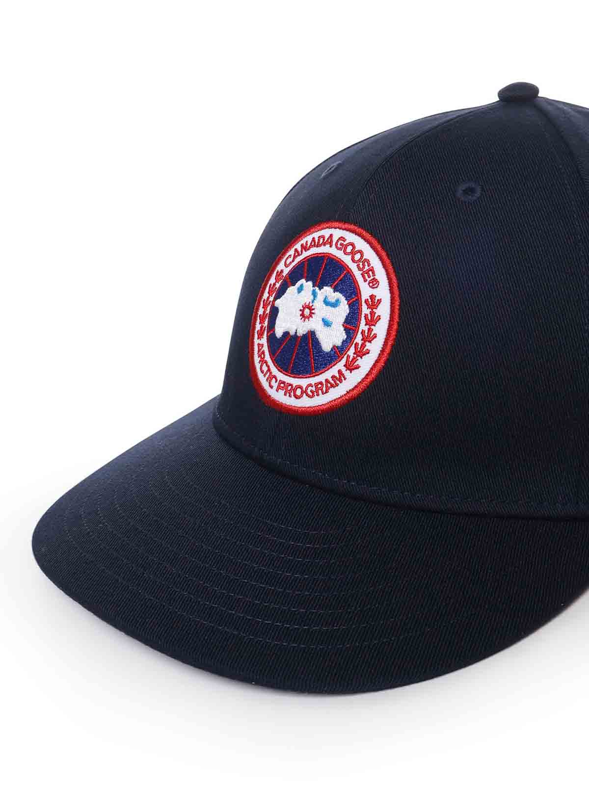 Shop Canada Goose Adjustable Hat With Logo In Blue