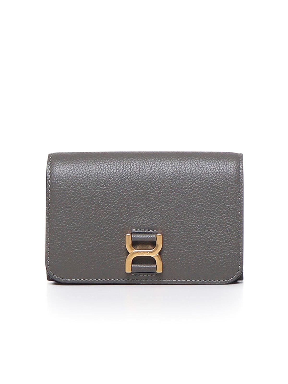Shop Chloé Marcie Medium Compact Wallet In Grey