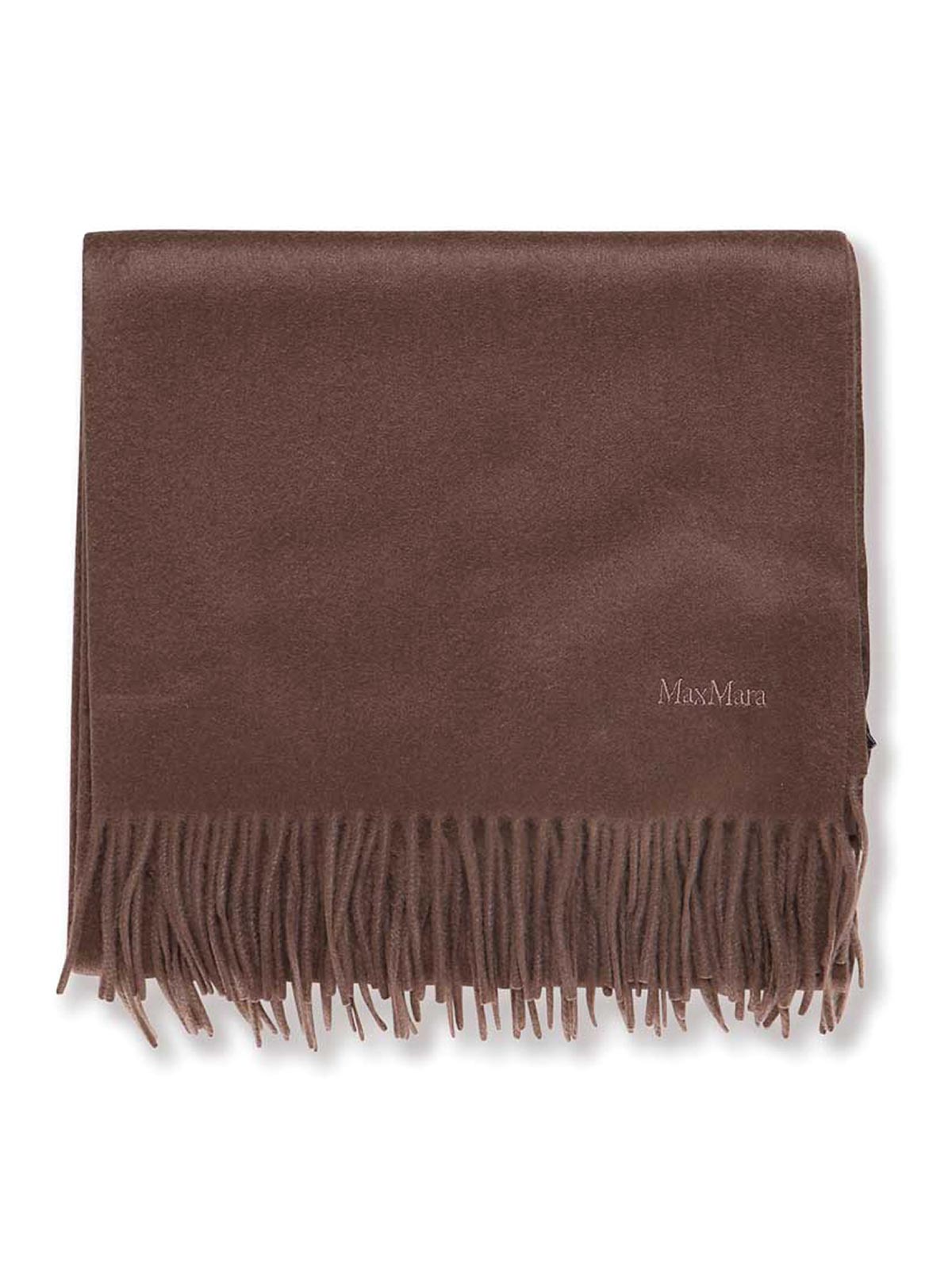 Max Mara Cashmere Stole With Embroidery In Brown