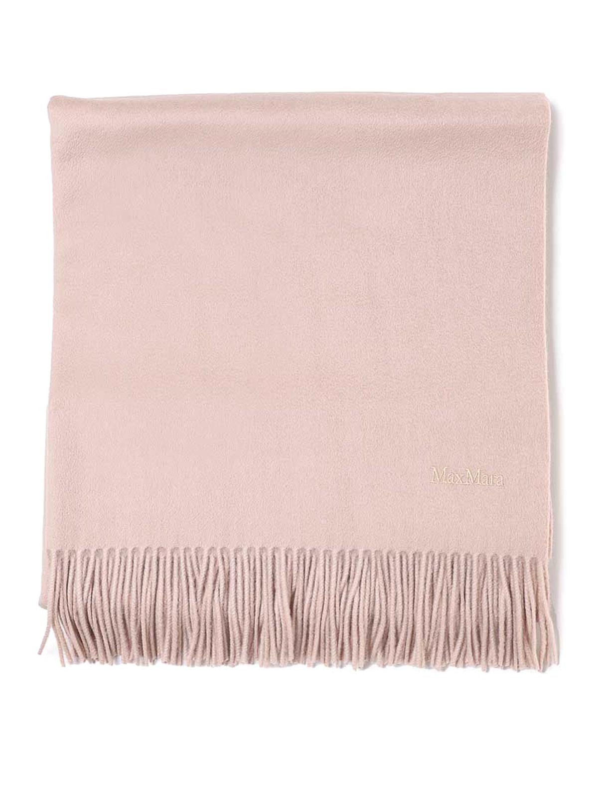 Shop Max Mara Cashmere Stole With Embroidery In Nude & Neutrals