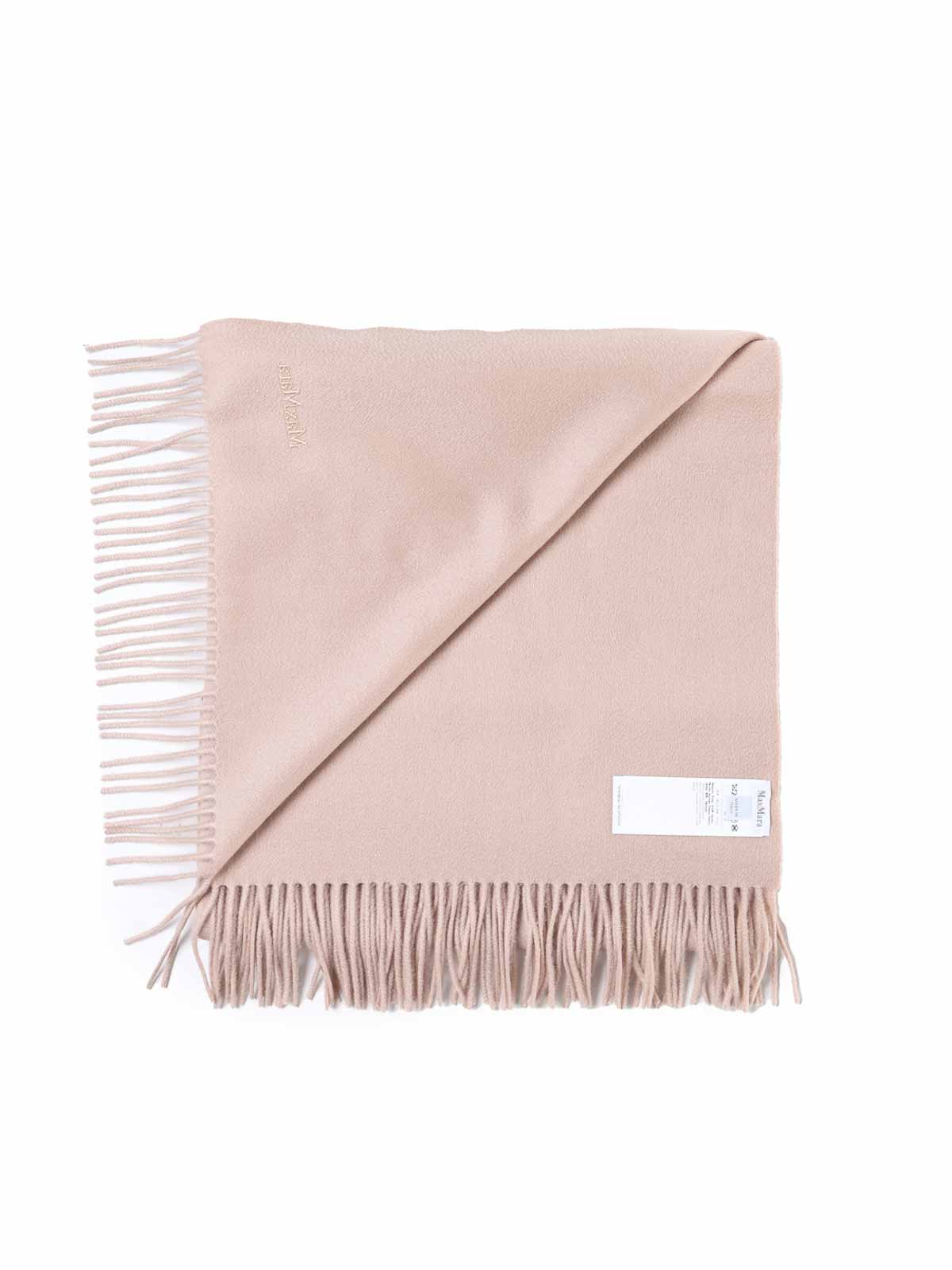 Shop Max Mara Cashmere Stole With Embroidery In Nude & Neutrals