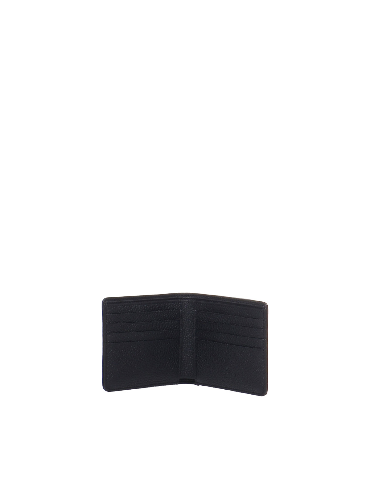 Shop Valentino Vlogo Type Wallet In Grained Calfskin In Black
