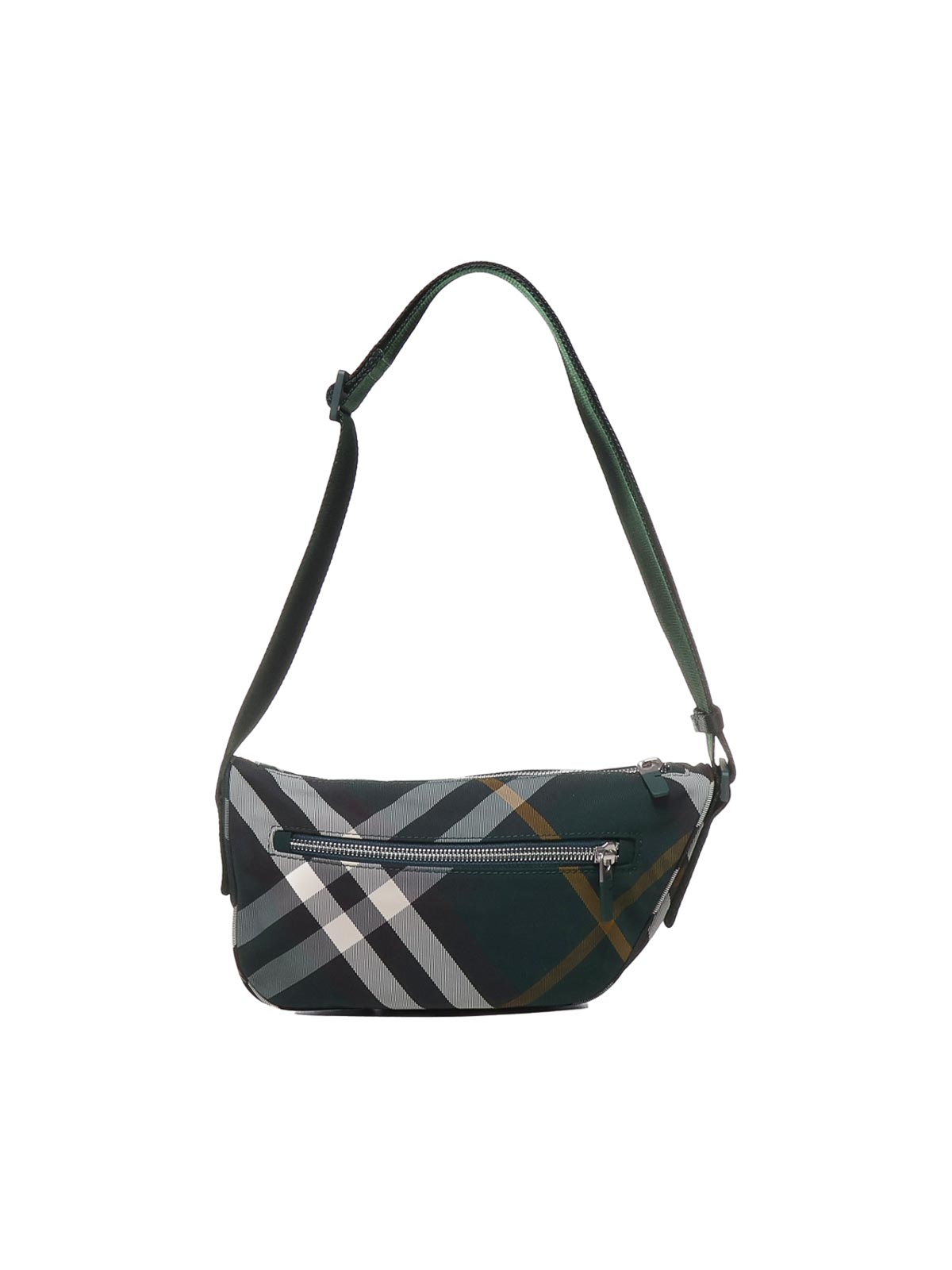 Shop Burberry Check Pouch Bag In Dark Green