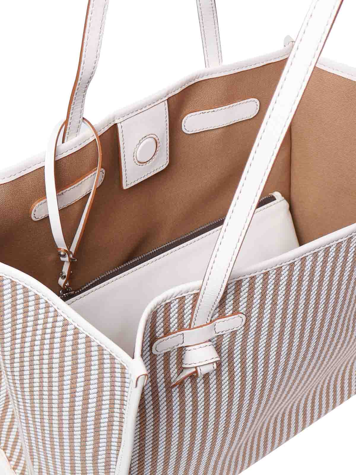 Shop Gianni Chiarini Marcella Shopping Bag In Canvas In White