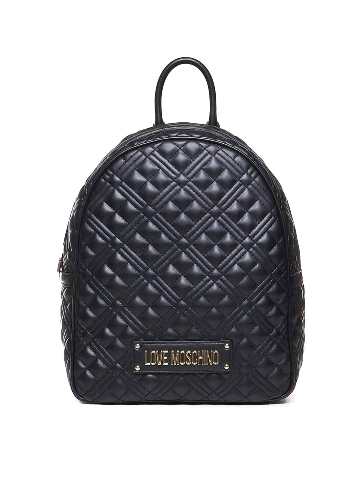Shop Love Moschino Quilted Backpack With Logo In Black