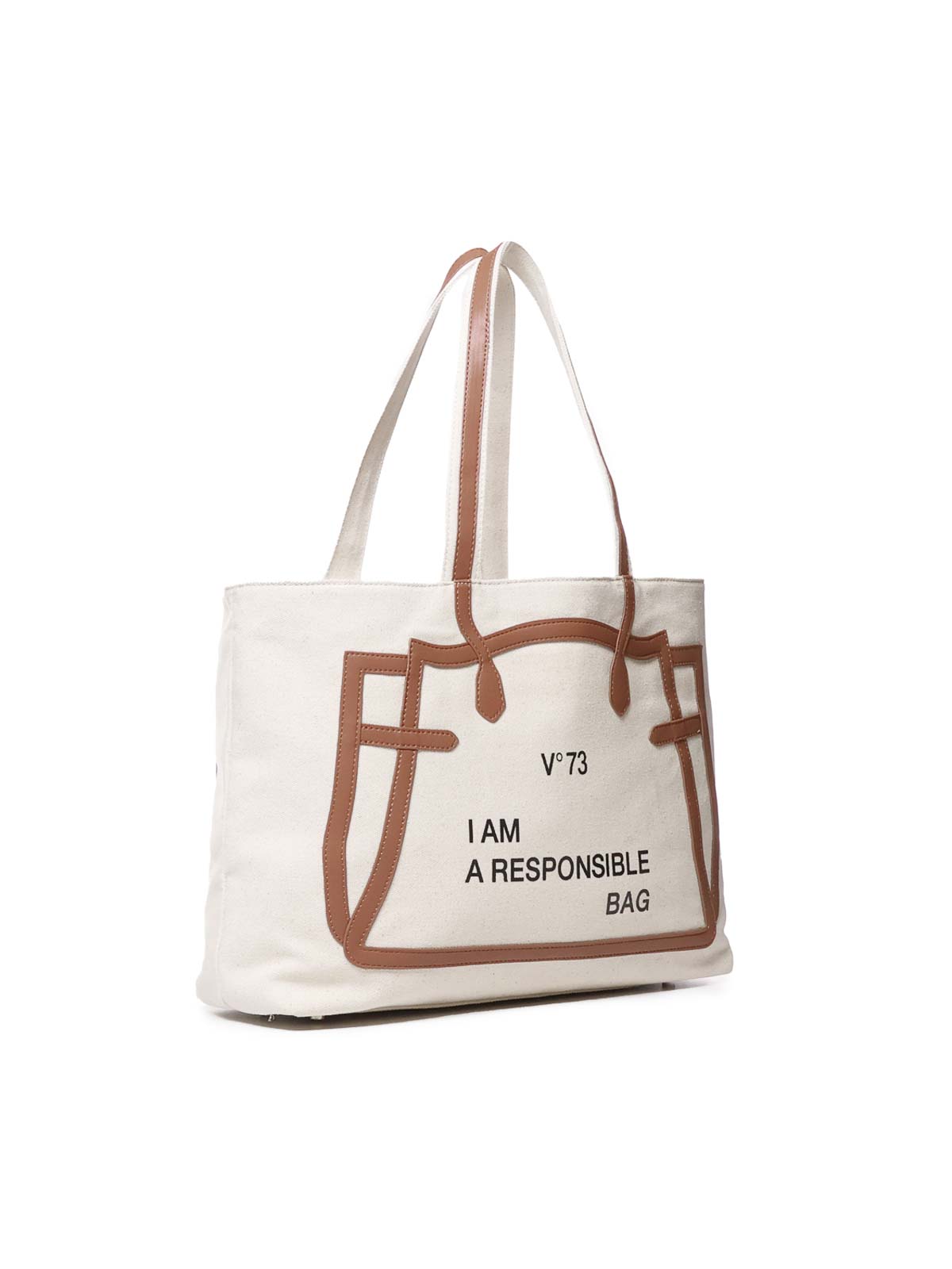 Shop V73 Tote Bag I Am Responsible In Beige