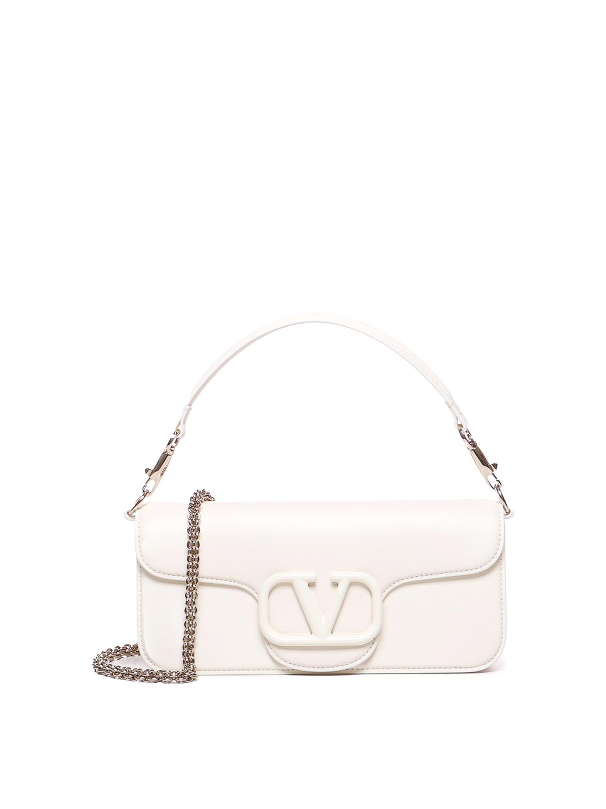 Shop Valentino Loc Bag In Lambskin In White