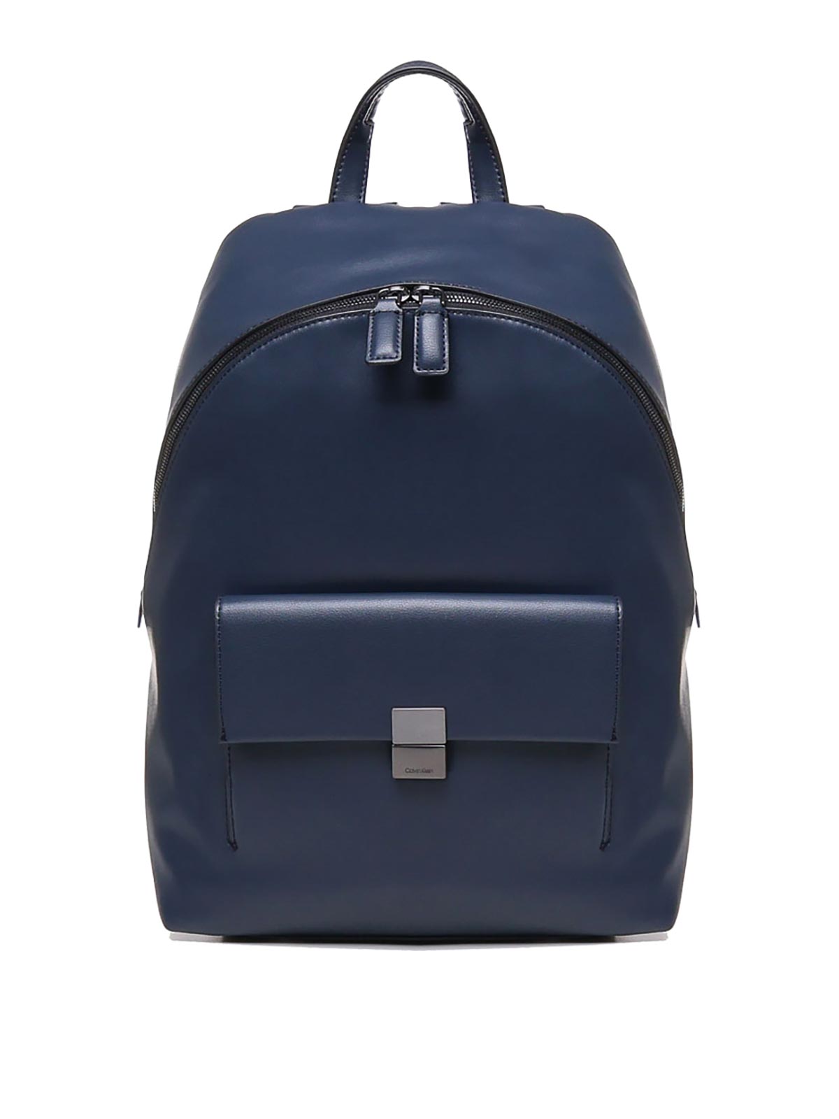 Calvin Klein Faux Leather Backpack In Azul