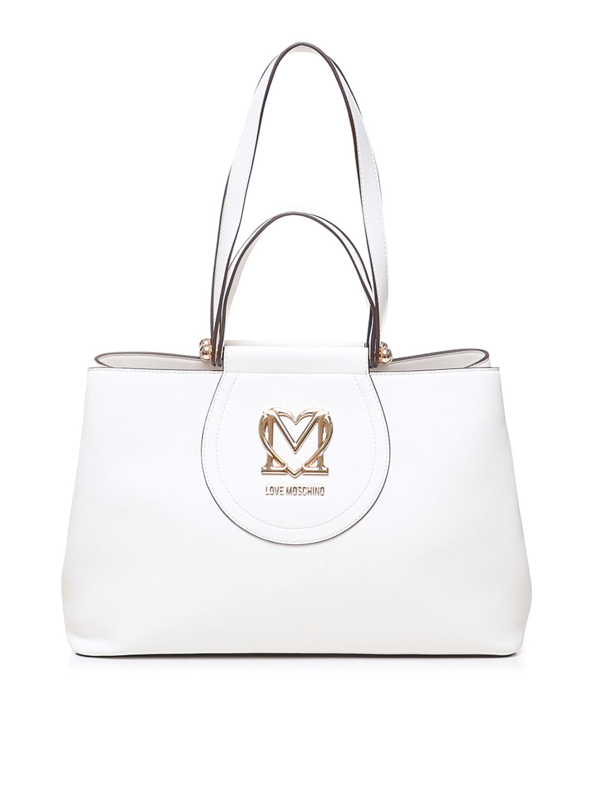 Shop Love Moschino Tote Bag With Logo Plaque In Blanco