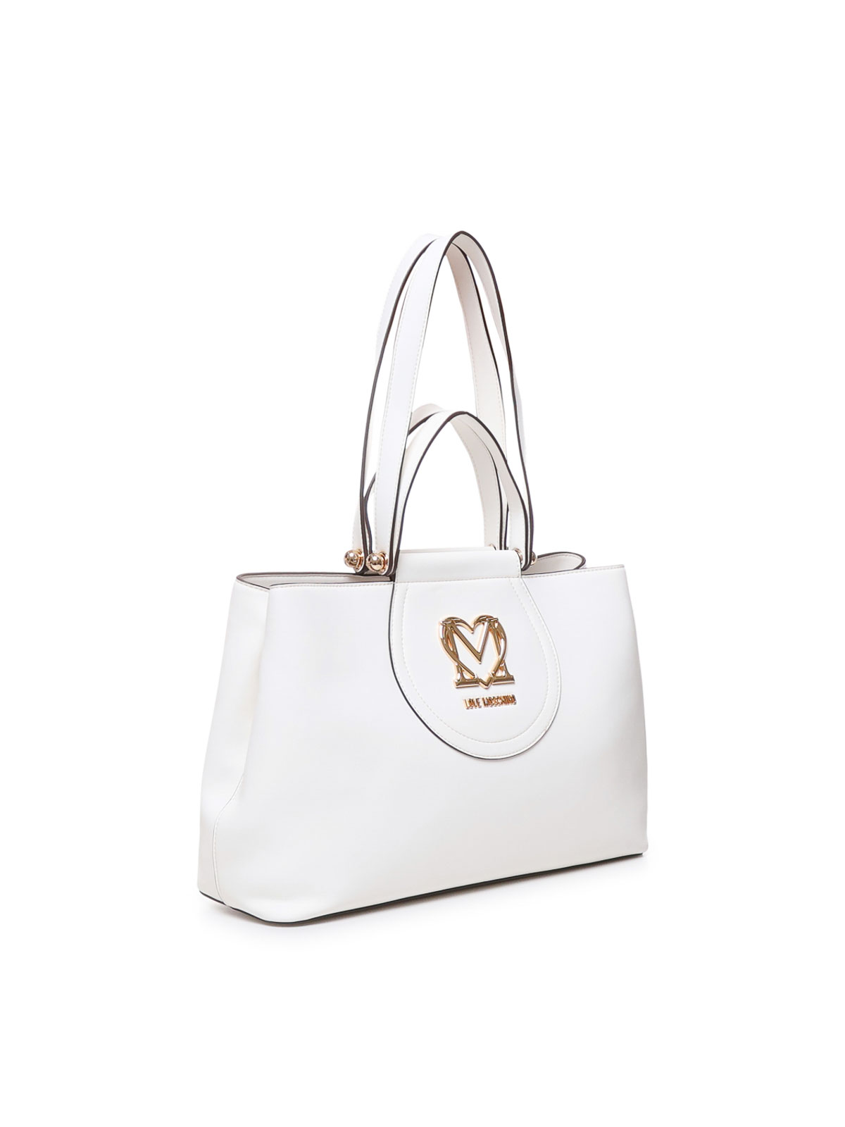 Shop Love Moschino Tote Bag With Logo Plaque In Blanco
