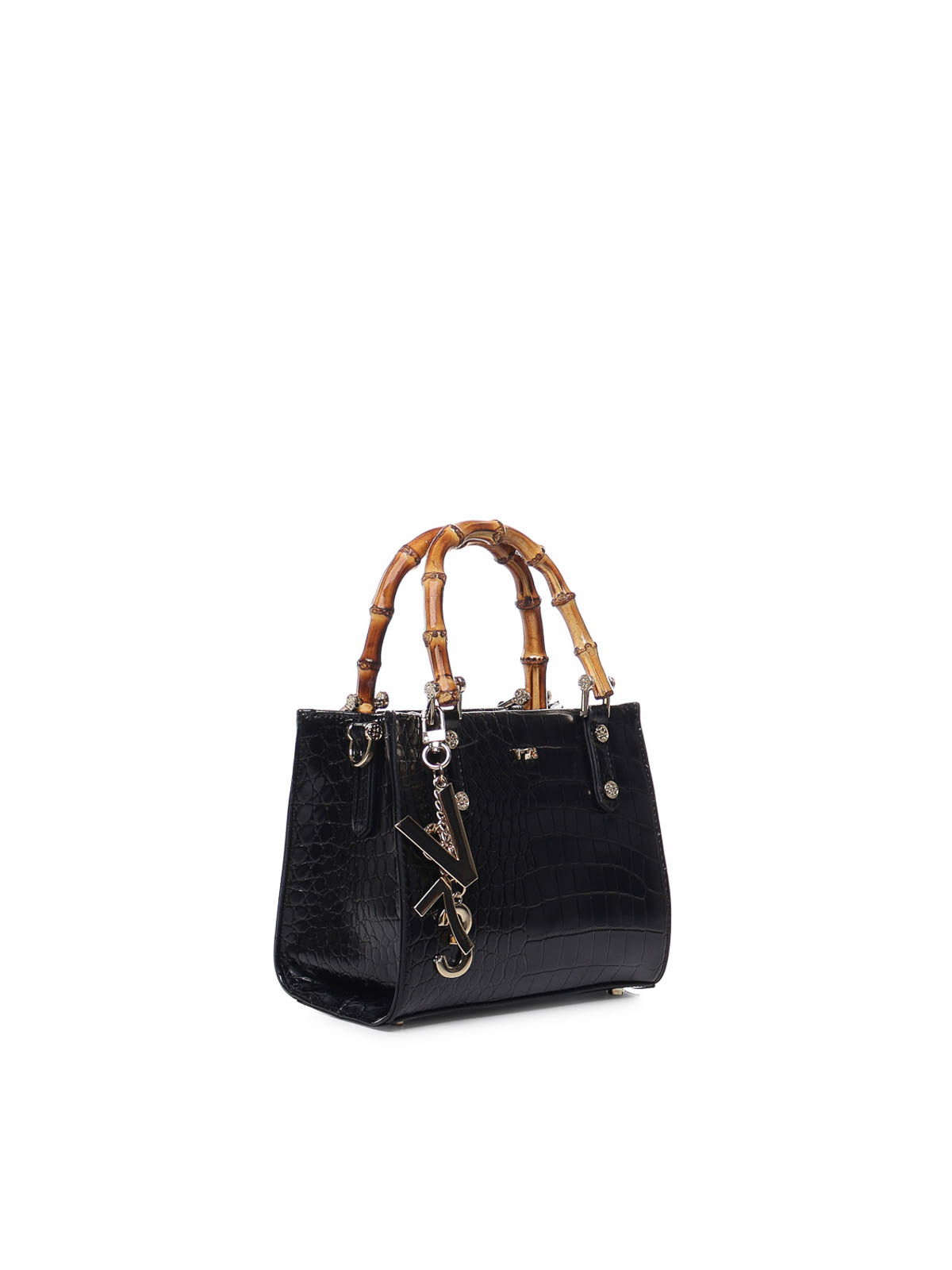 Shop V73 Perla  Bag With Bamboo Handle In Negro