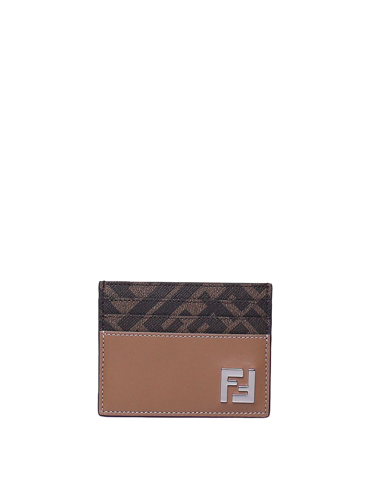 Shop Fendi Ff Squared Card Holder In Beis