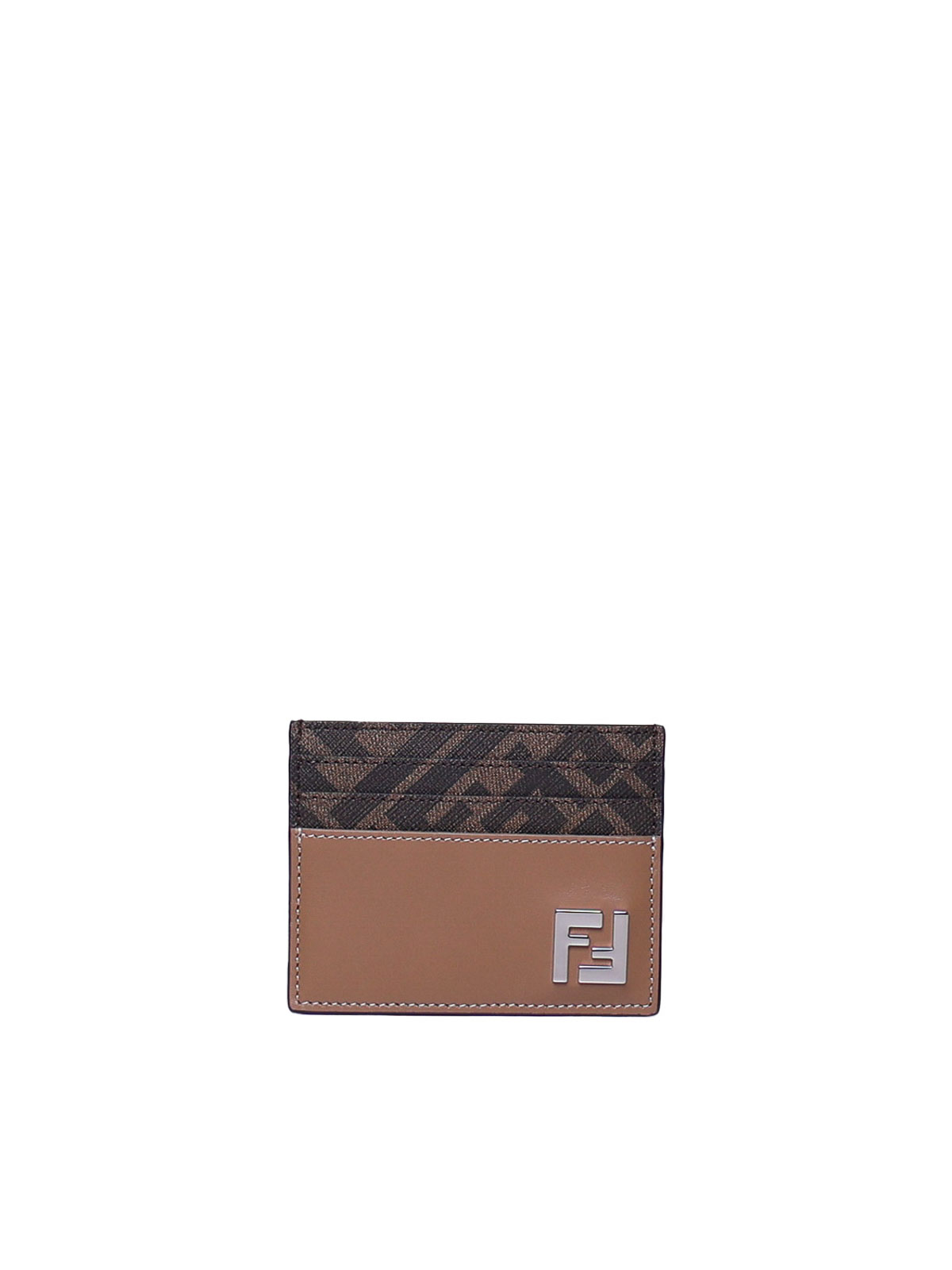 Shop Fendi Ff Squared Card Holder In Beis