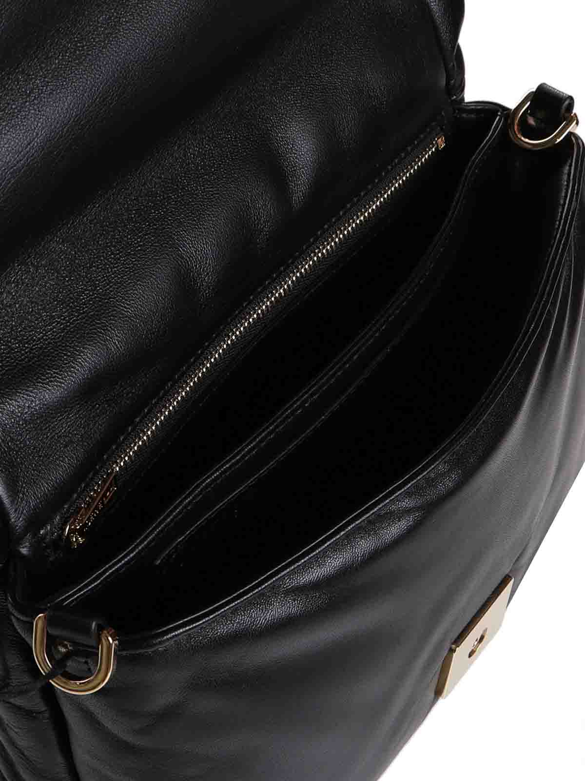 Shop Loewe Puffer Goya Bag In Shiny Nappa Lambskin In Negro
