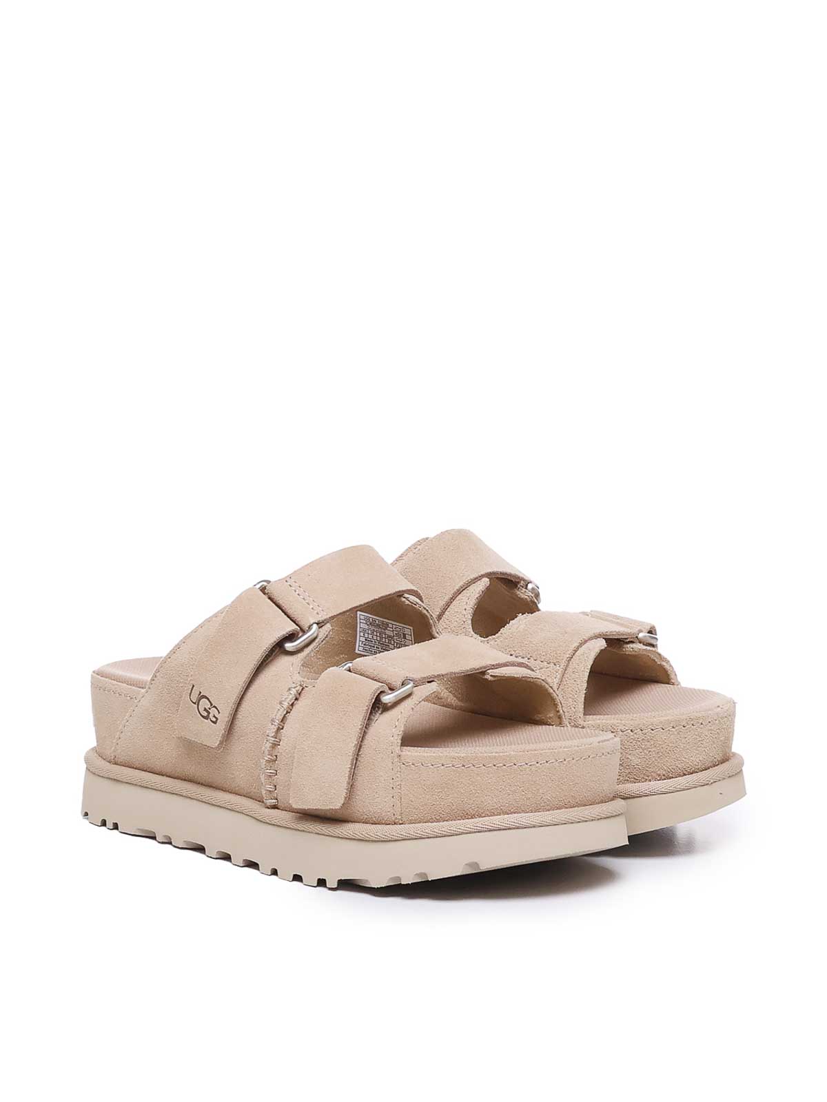 Shop Ugg Suede Sandals With Buckles In Color Carne Y Neutral