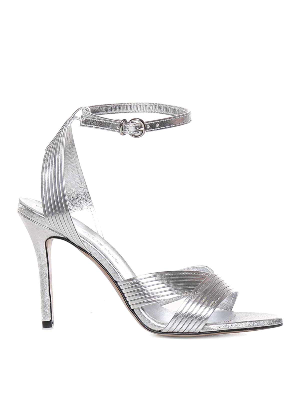Shop Marc Ellis Sandals With Heel And Lam Bands In Plata