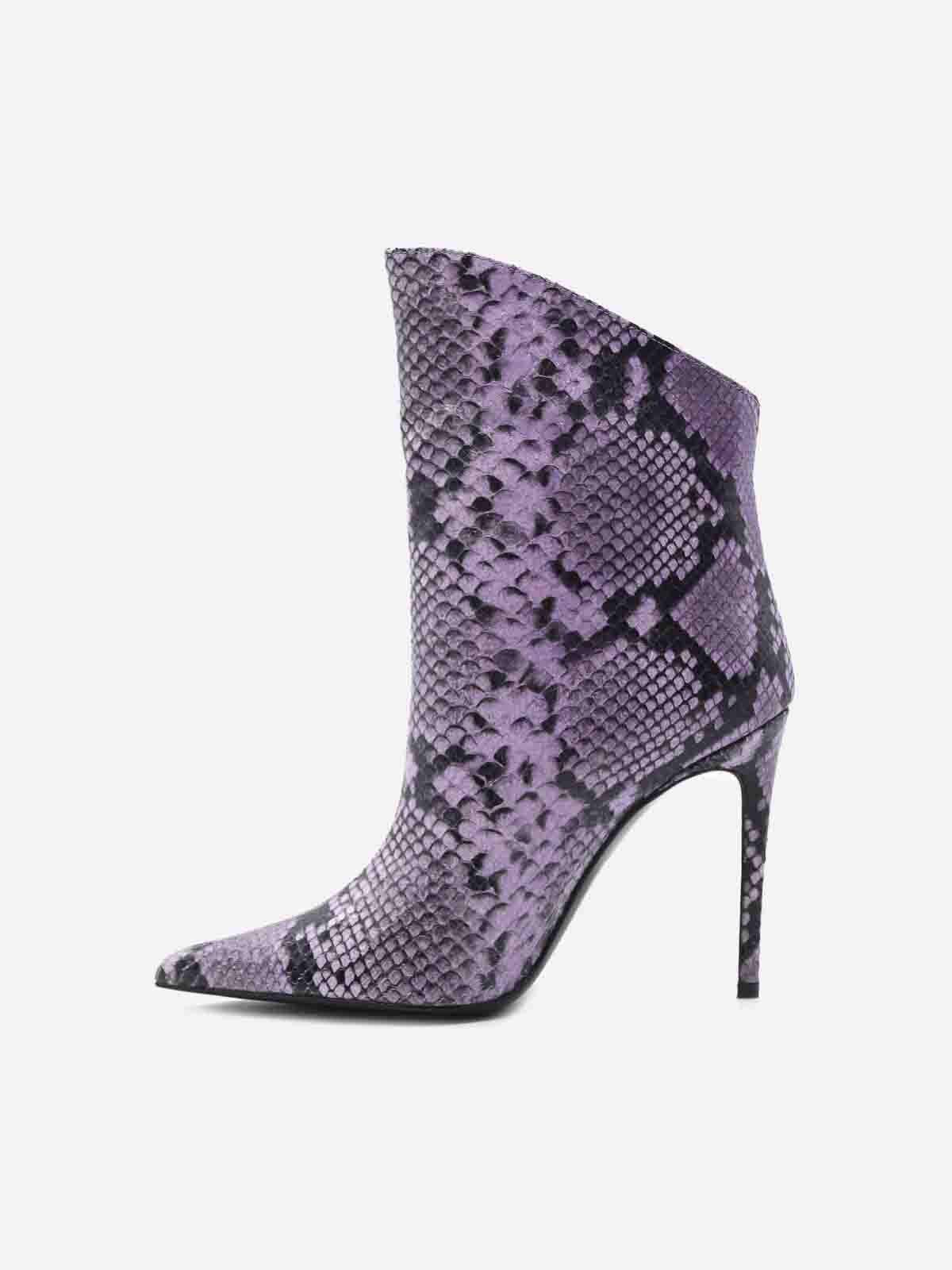 Shop Giuliano Galiano Elise Python Effect Ankle Boots In Púrpura