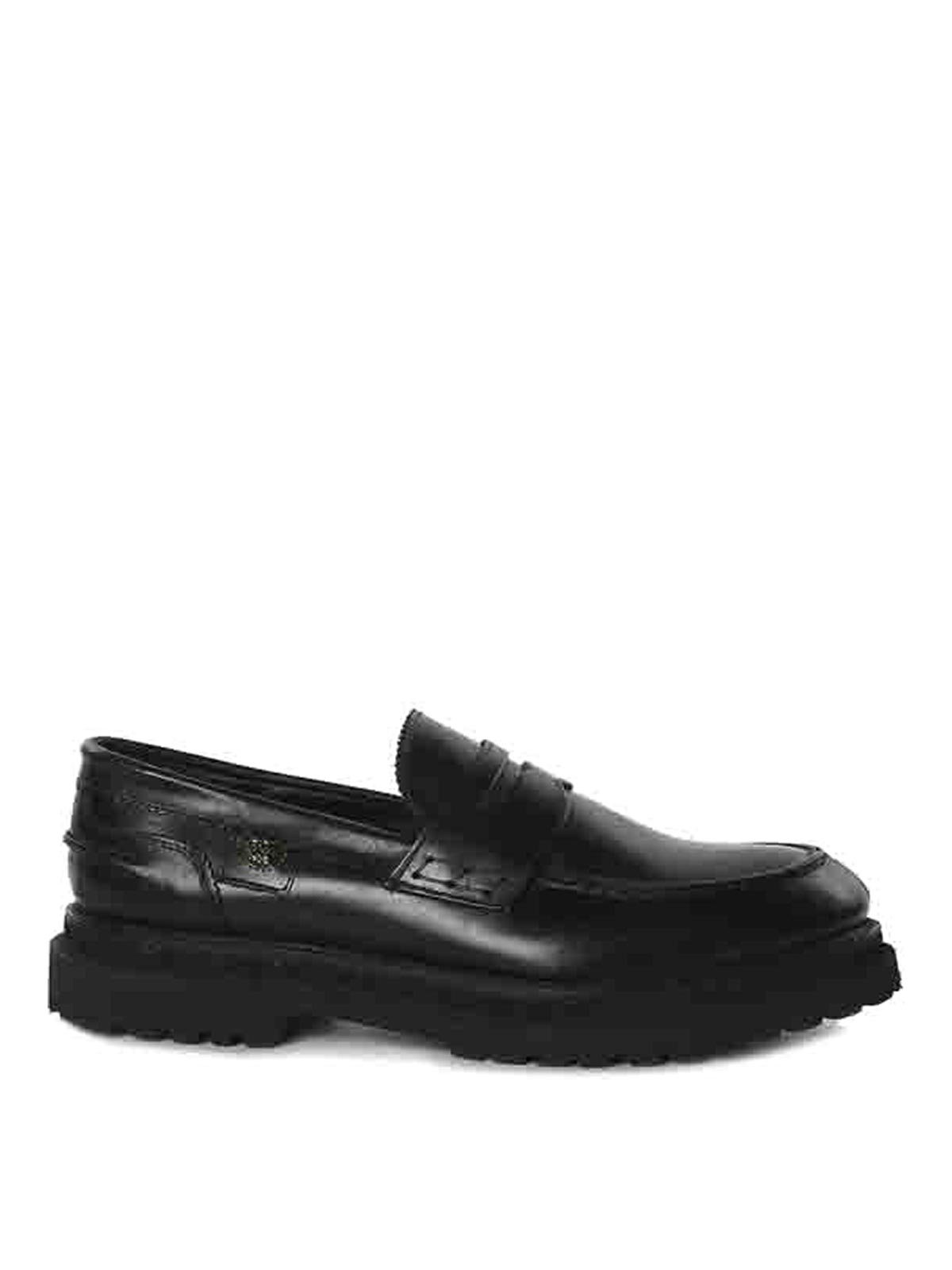 Shop Giuliano Galiano Joe Loafers In Leather In Negro