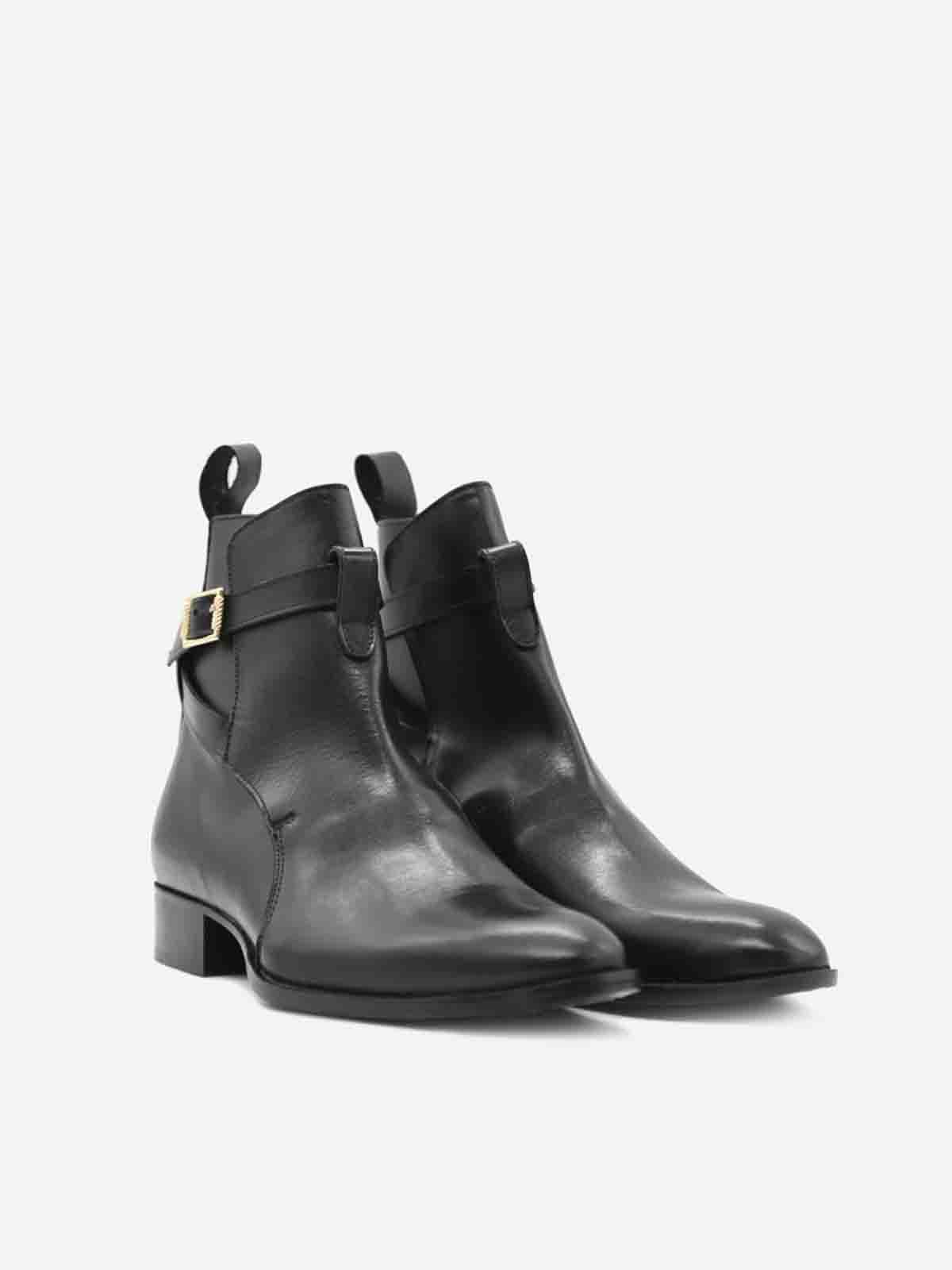 Shop Giuliano Galiano Leather Ankle Boots In Negro