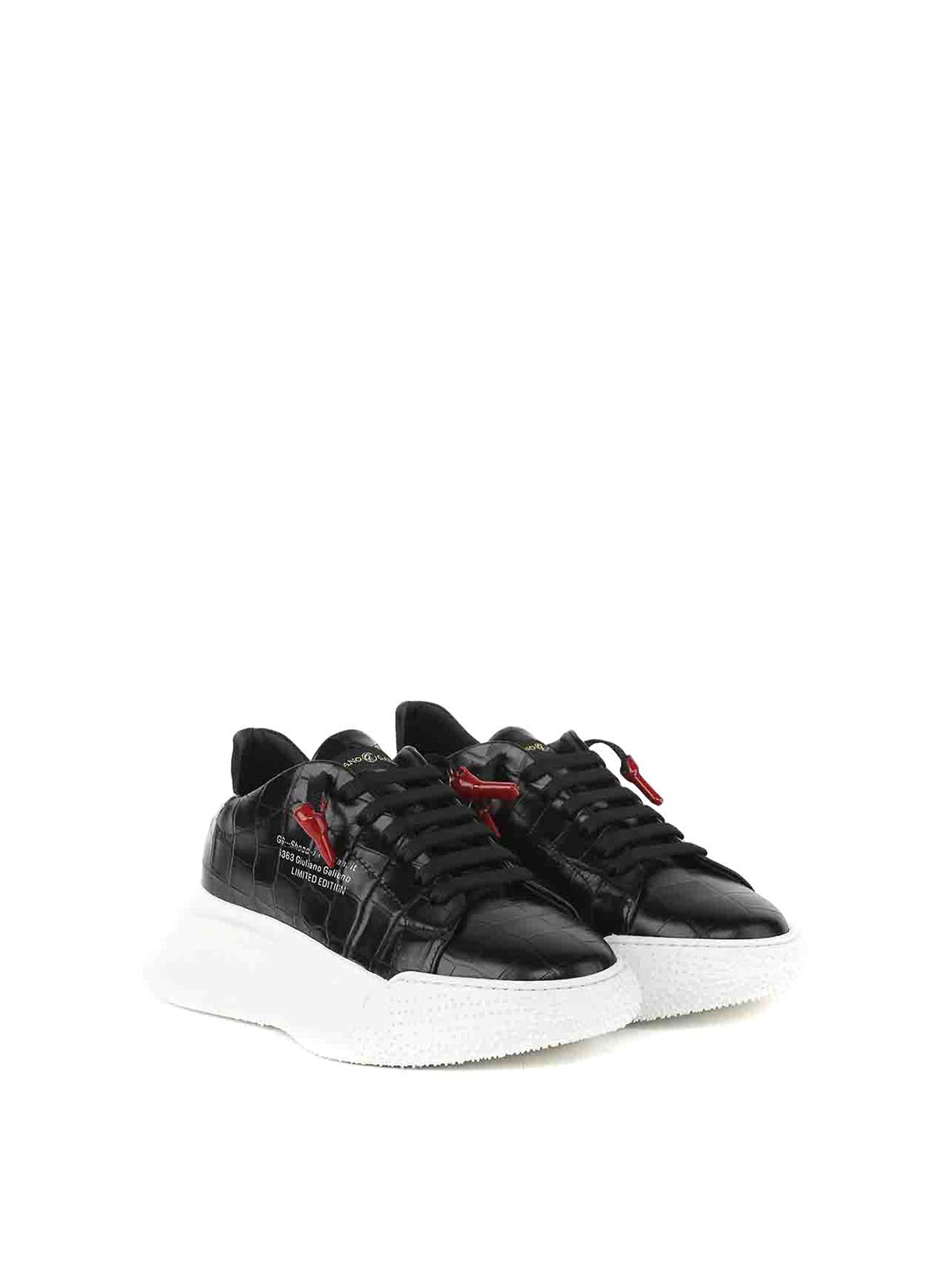 Shop Giuliano Galiano Leather Sneakers In Negro