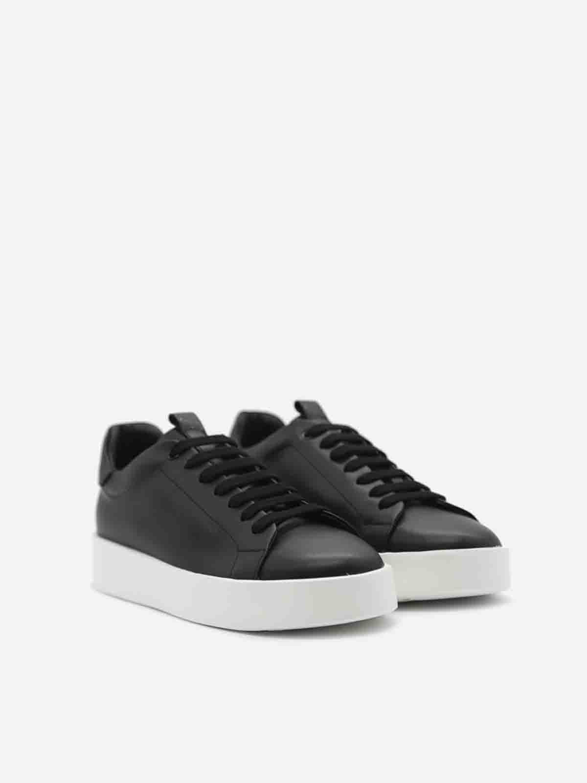 Shop Giuliano Galiano Road Sneakers In Nappa Leather In Negro