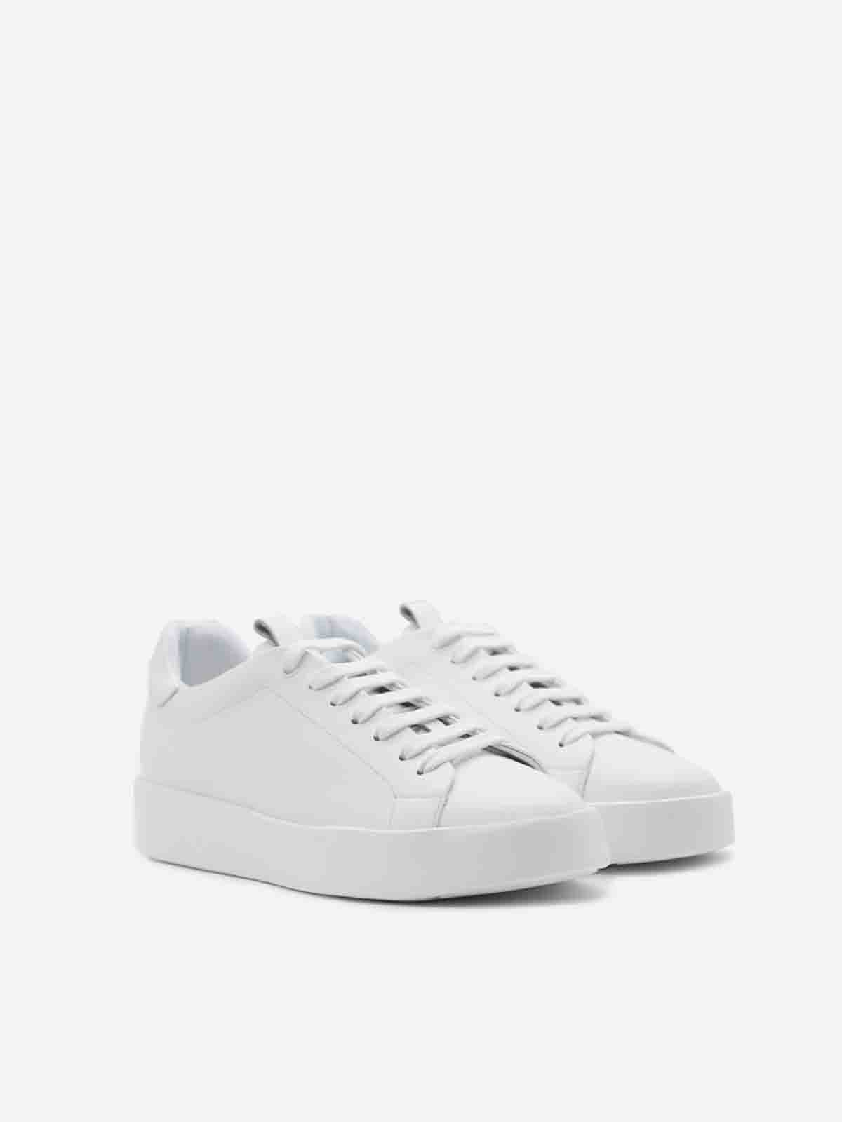 Shop Giuliano Galiano Road Sneakers In Nappa Leather In Blanco